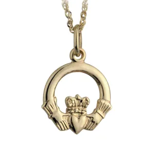 10K Gold Small Claddagh Necklace