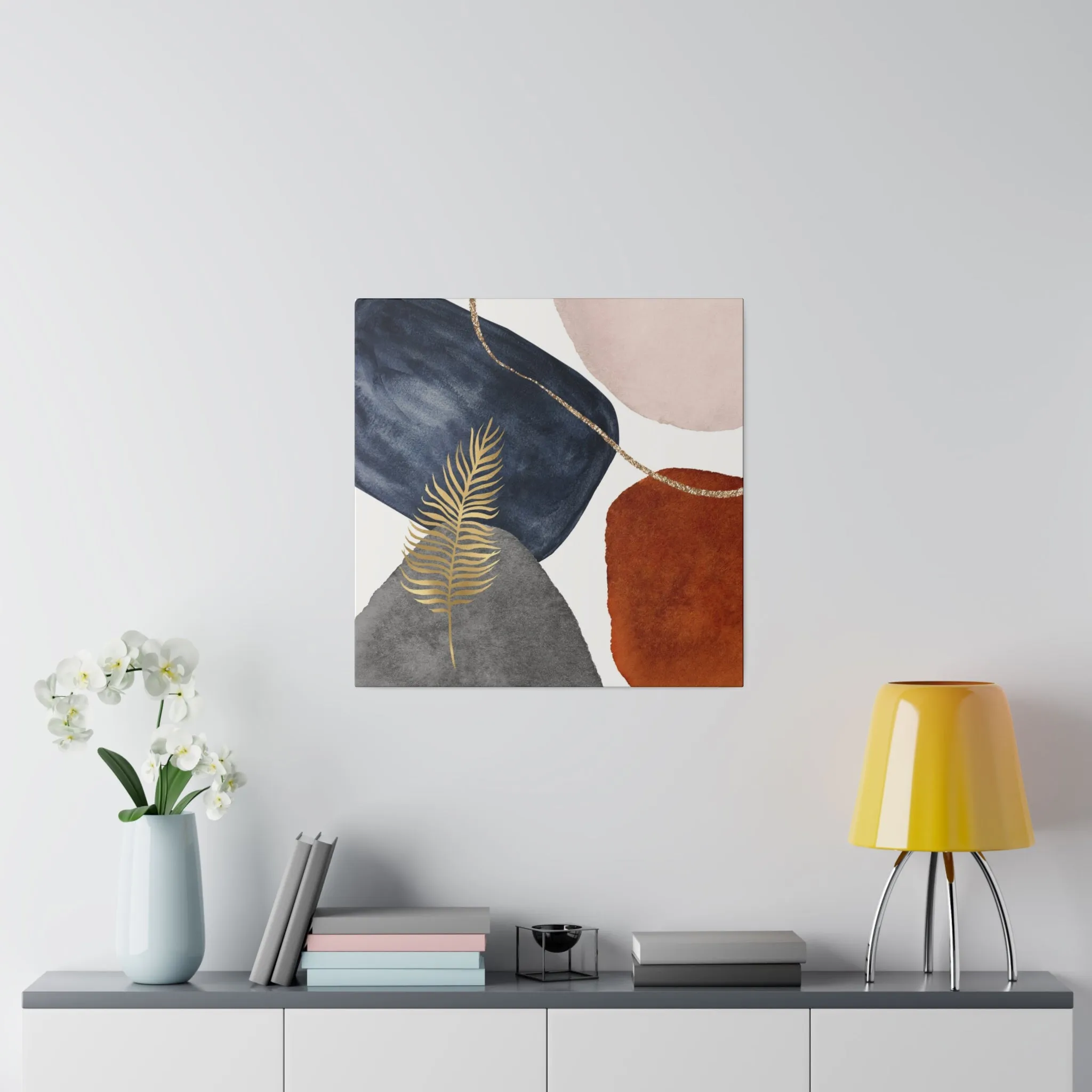 Abstract Artwork | Canvas Wall Art | Navy Blue, Grey Rust White