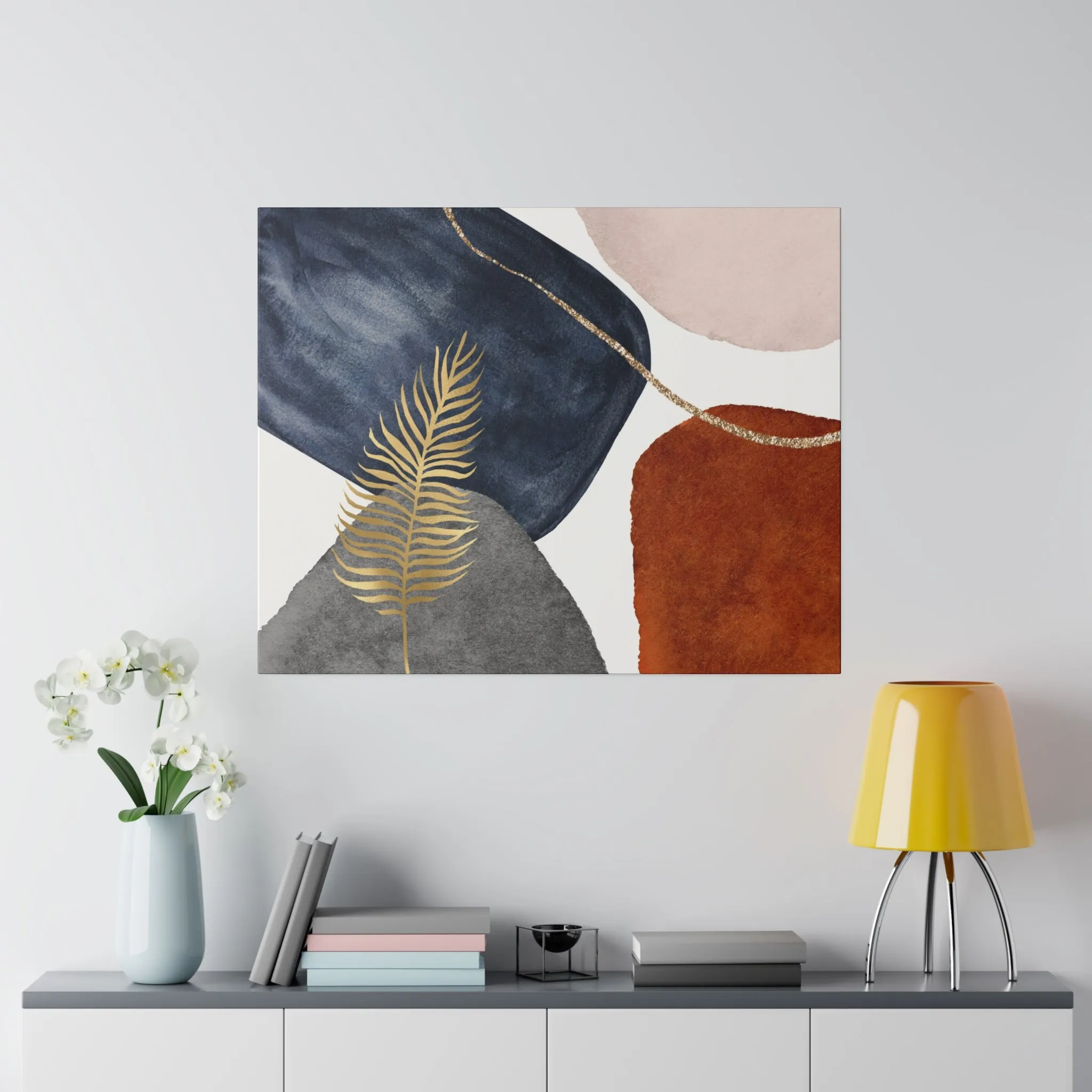 Abstract Artwork | Canvas Wall Art | Navy Blue, Grey Rust White