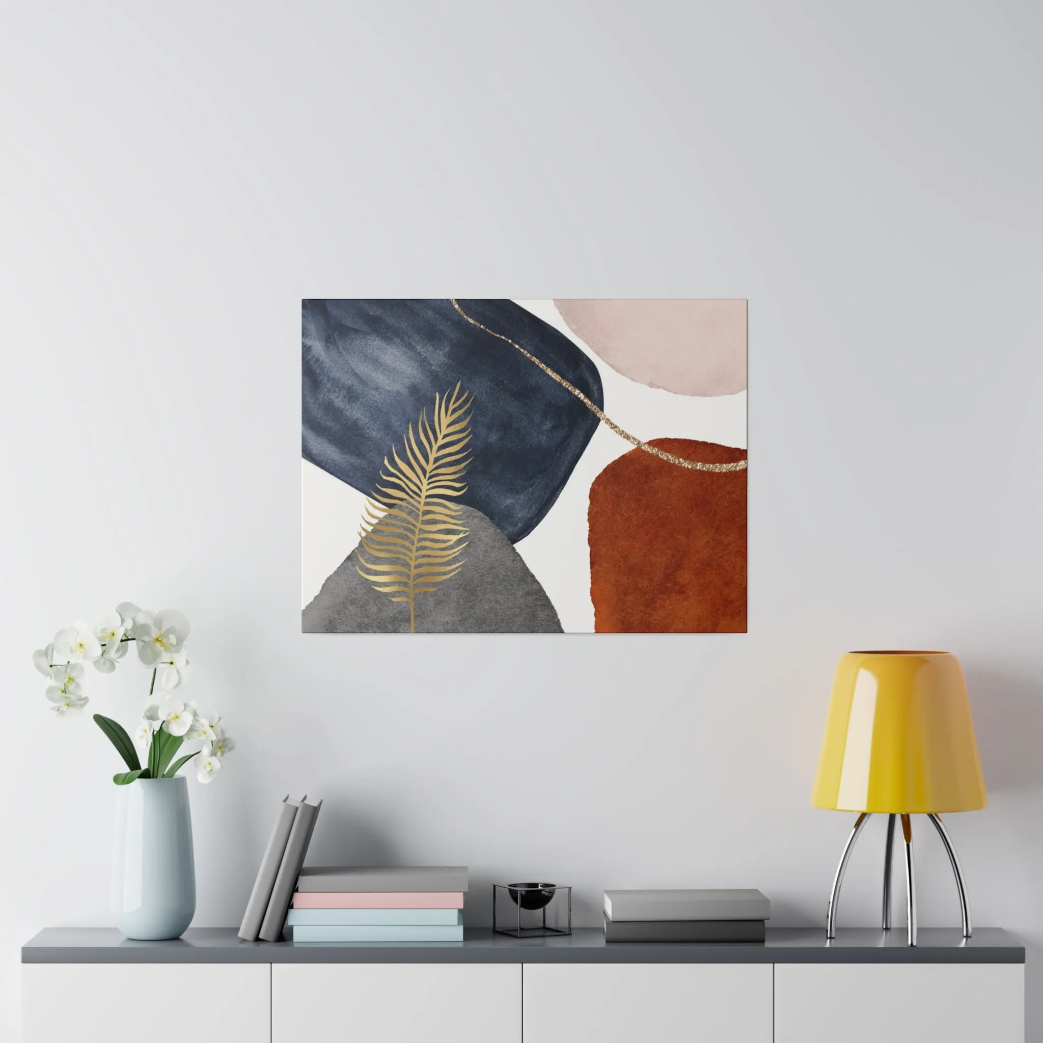 Abstract Artwork | Canvas Wall Art | Navy Blue, Grey Rust White