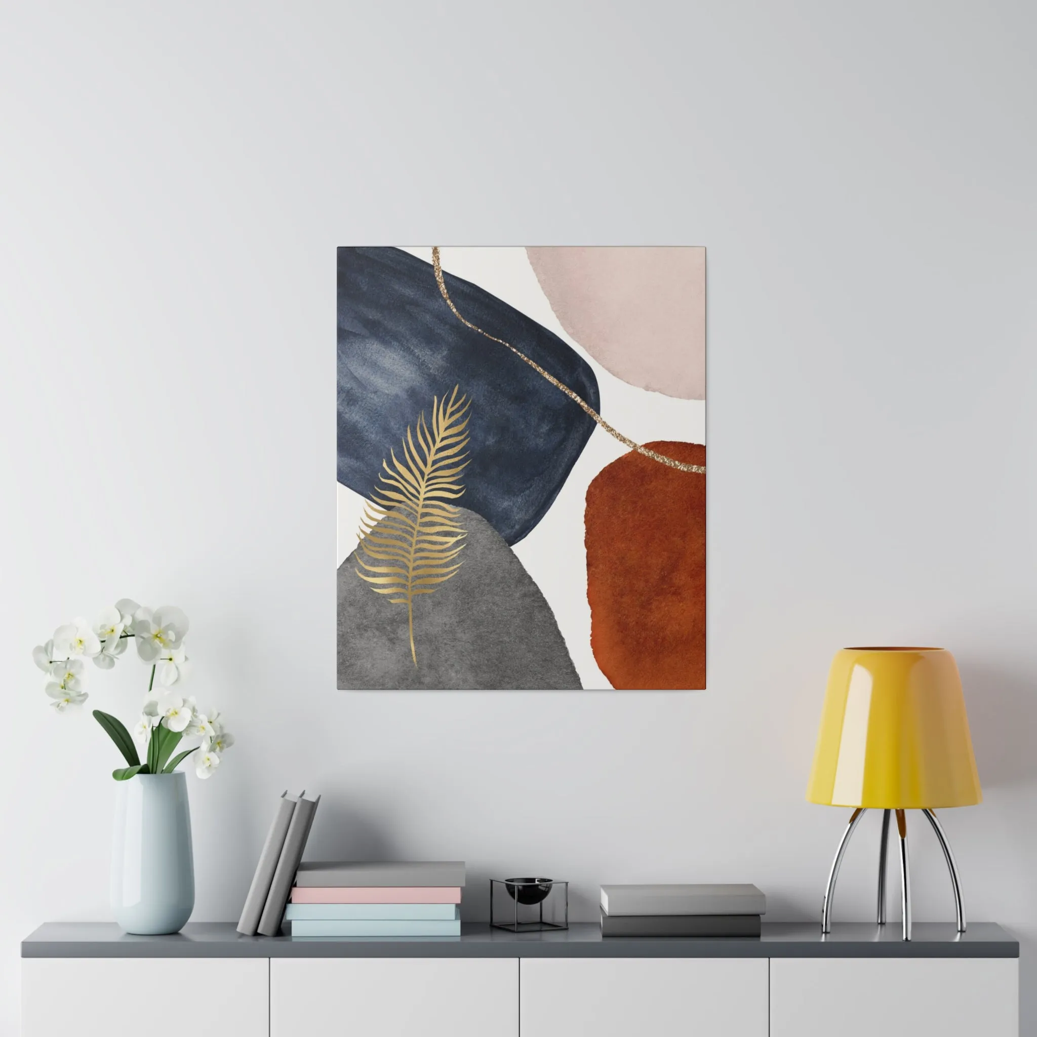 Abstract Artwork | Canvas Wall Art | Navy Blue, Grey Rust White