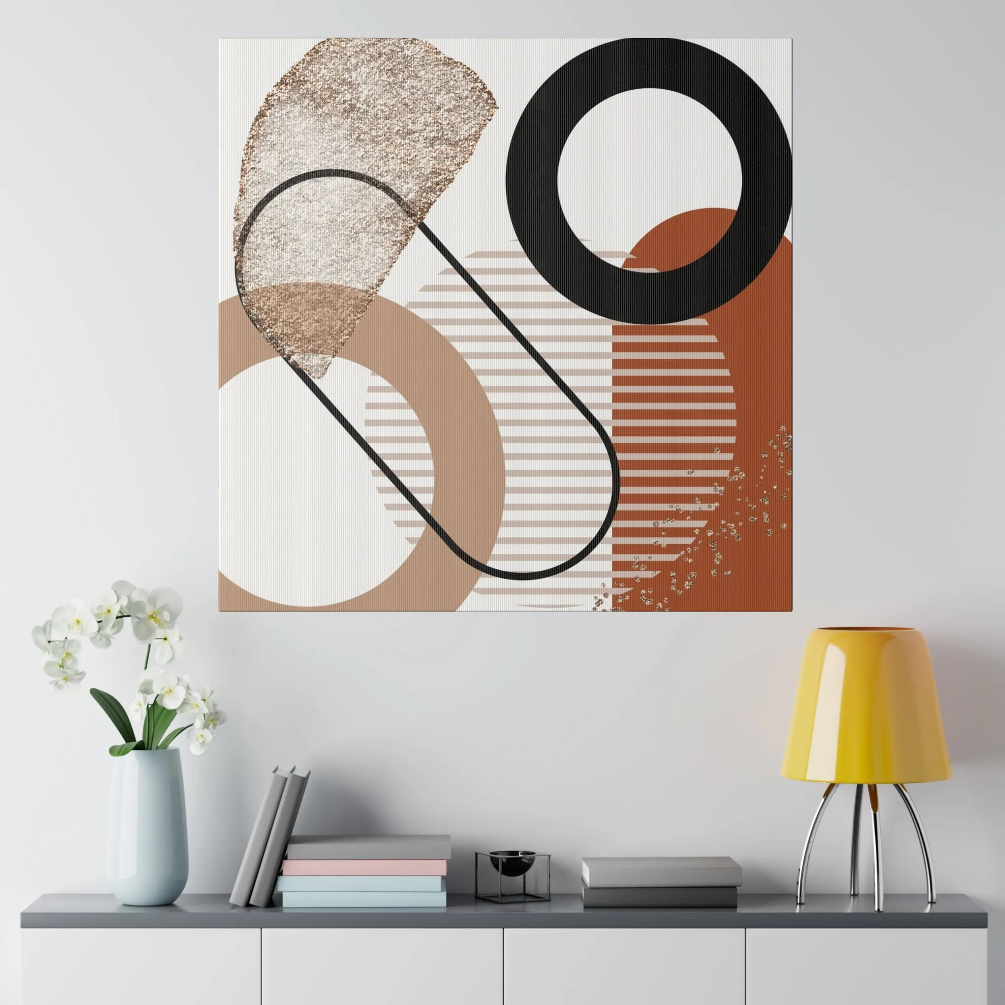 Abstract Canvas Wall Art | Black Beige Rust Wall Artwork