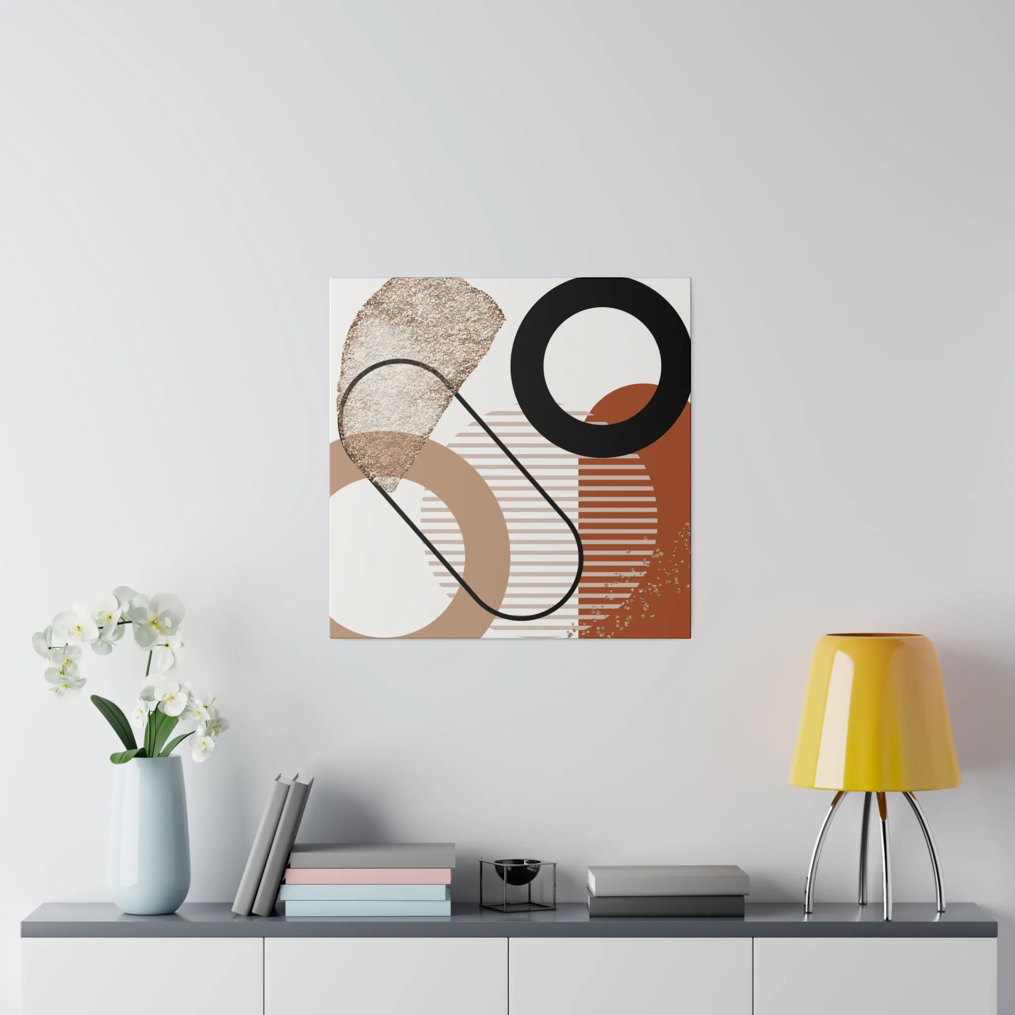 Abstract Canvas Wall Art | Black Beige Rust Wall Artwork