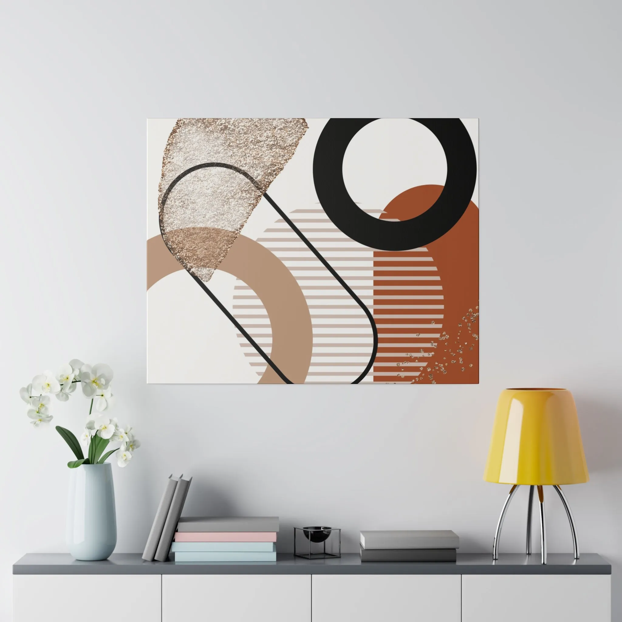 Abstract Canvas Wall Art | Black Beige Rust Wall Artwork