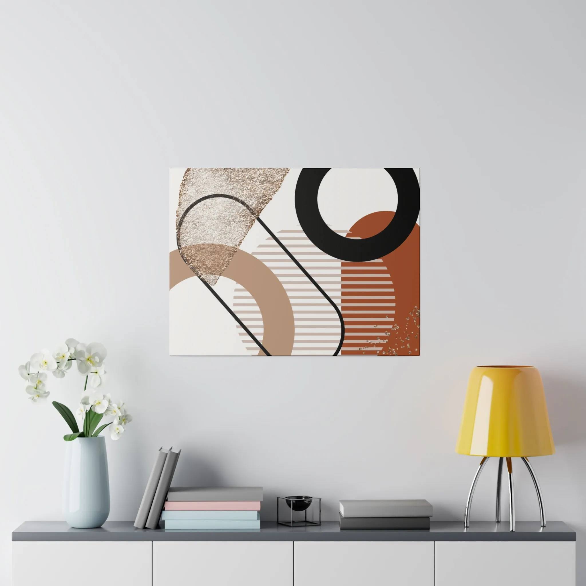 Abstract Canvas Wall Art | Black Beige Rust Wall Artwork