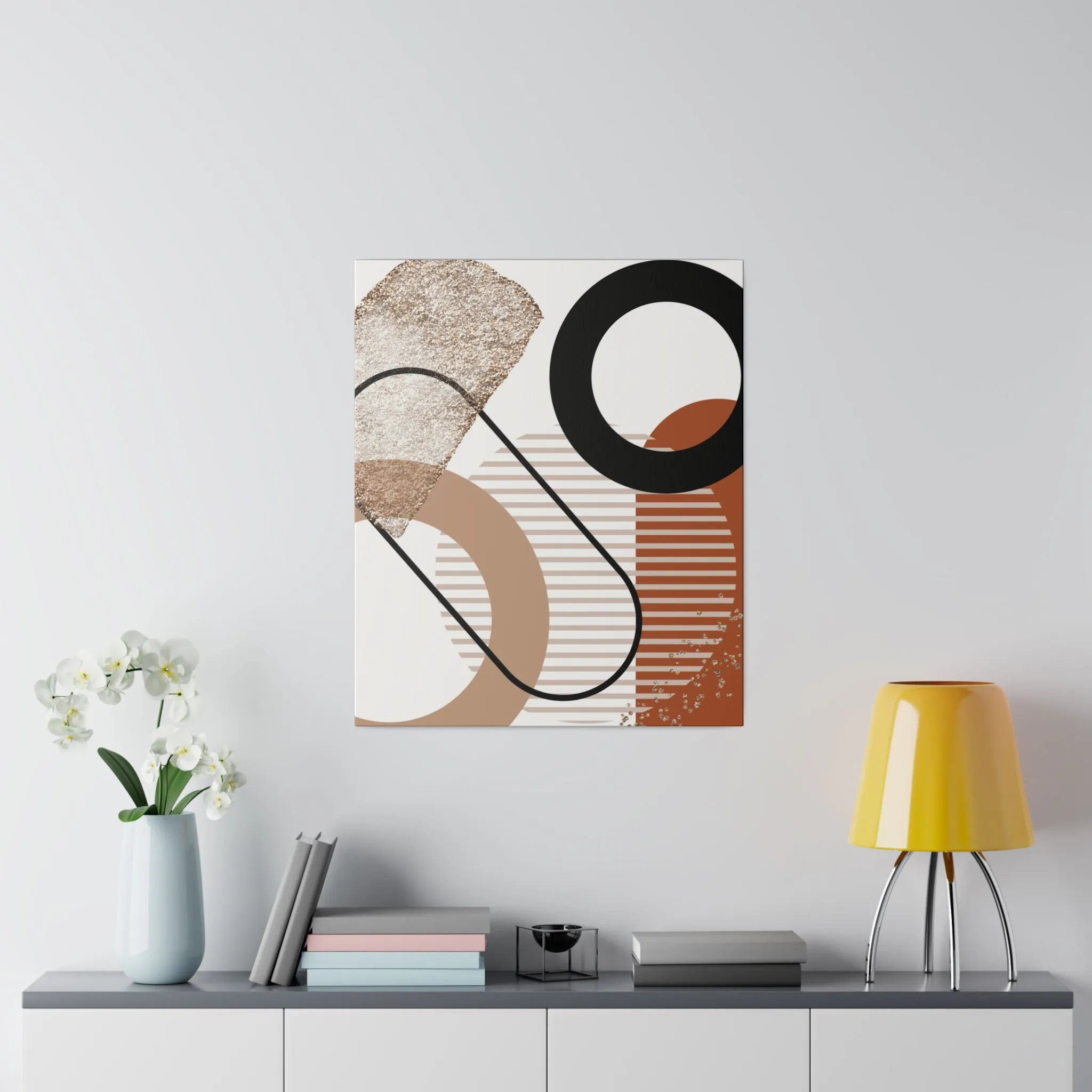 Abstract Canvas Wall Art | Black Beige Rust Wall Artwork