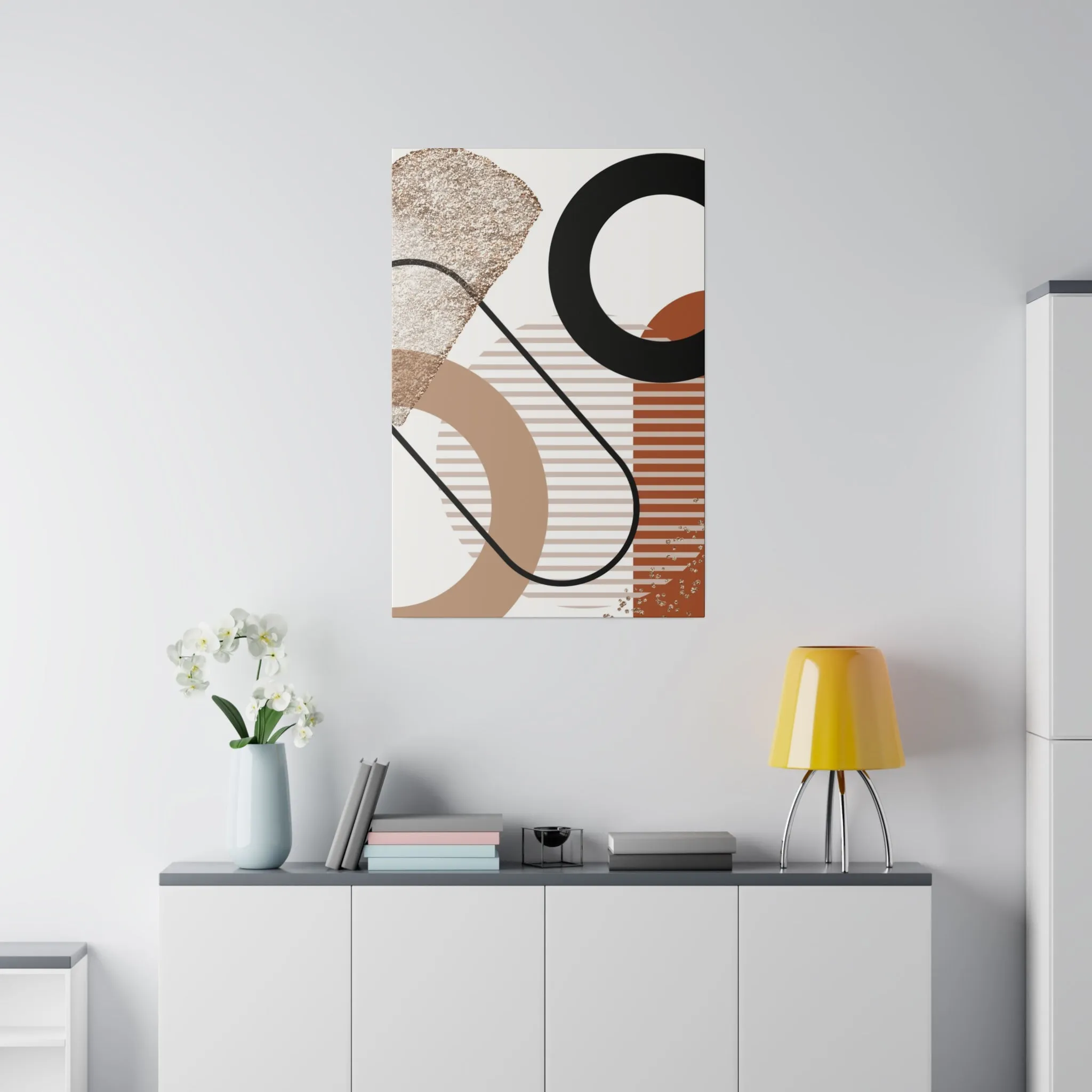 Abstract Canvas Wall Art | Black Beige Rust Wall Artwork