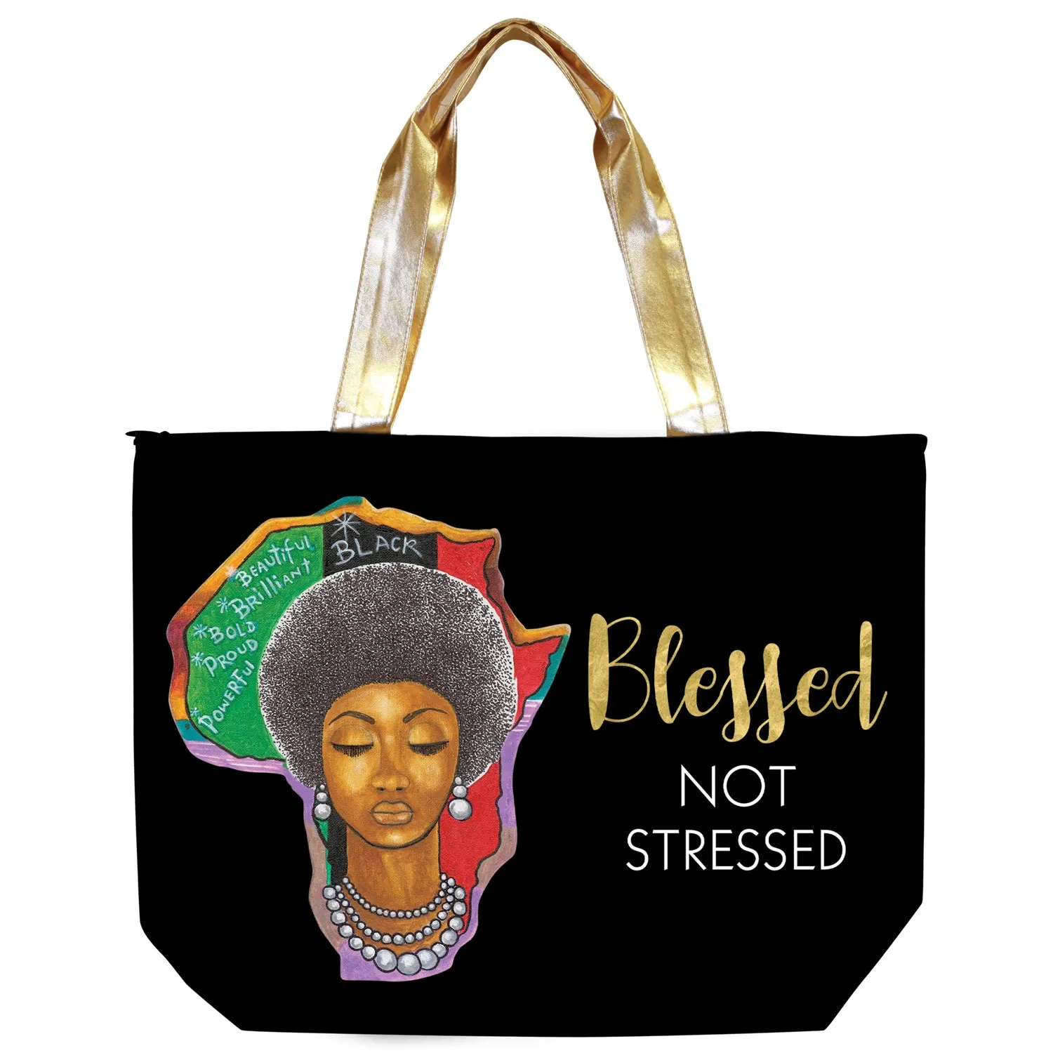 AFRICA BLESSED NOT STRESSED CANVAS BAG