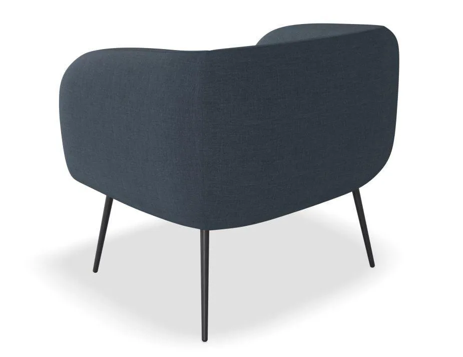 Amour Lounge Chair - Midnight Blue - Brushed Matt Gold Legs