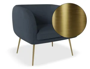 Amour Lounge Chair - Midnight Blue - Brushed Matt Gold Legs