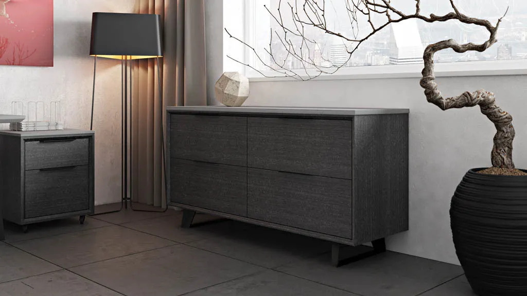 Amsterdam File Credenza Concrete/Gray Oak