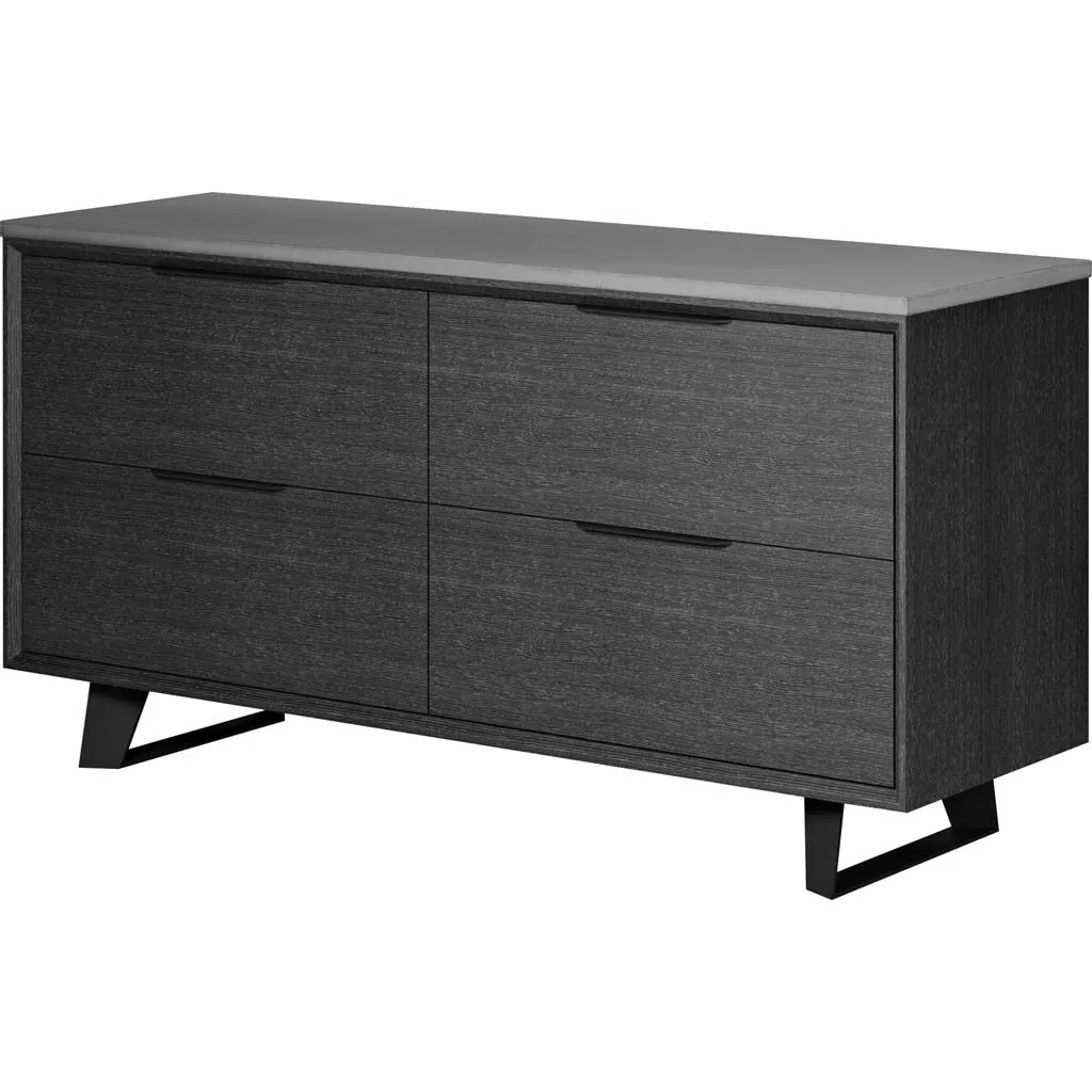 Amsterdam File Credenza Concrete/Gray Oak