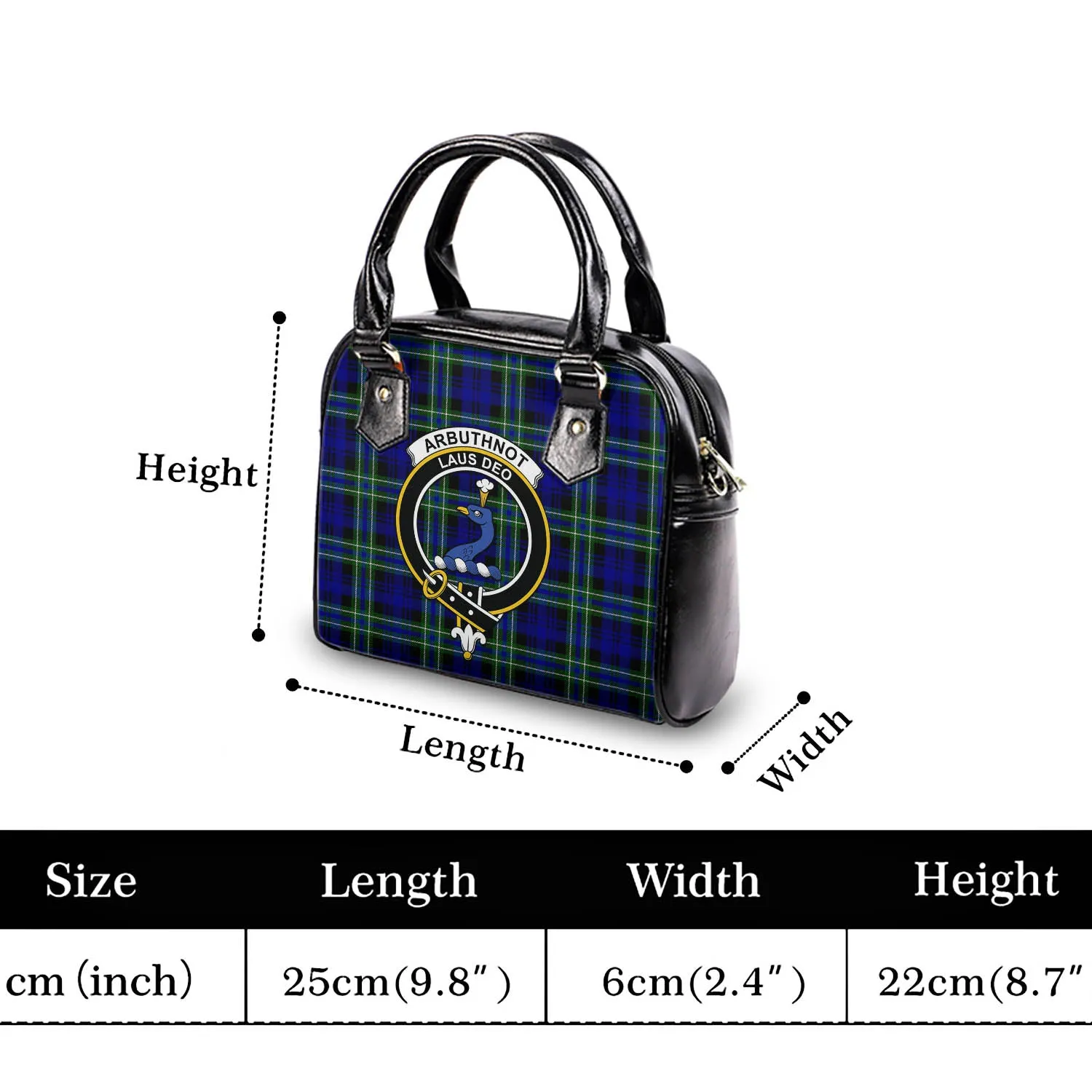 Arbuthnot Modern Tartan Shoulder Handbags with Family Crest