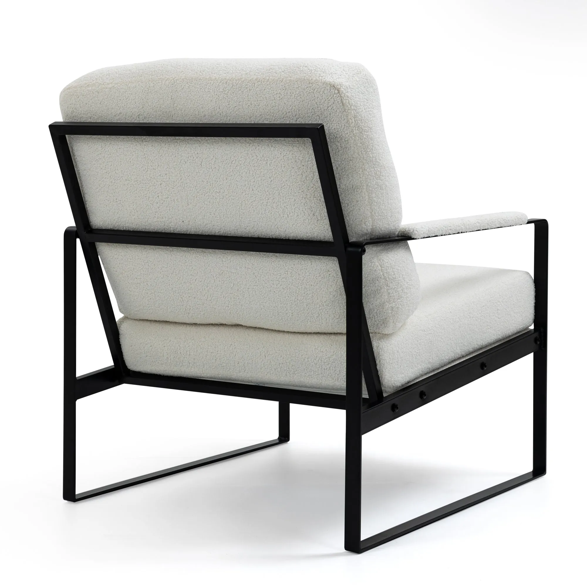 Ayume White Boucle Accent Chair with Black Iron Legs