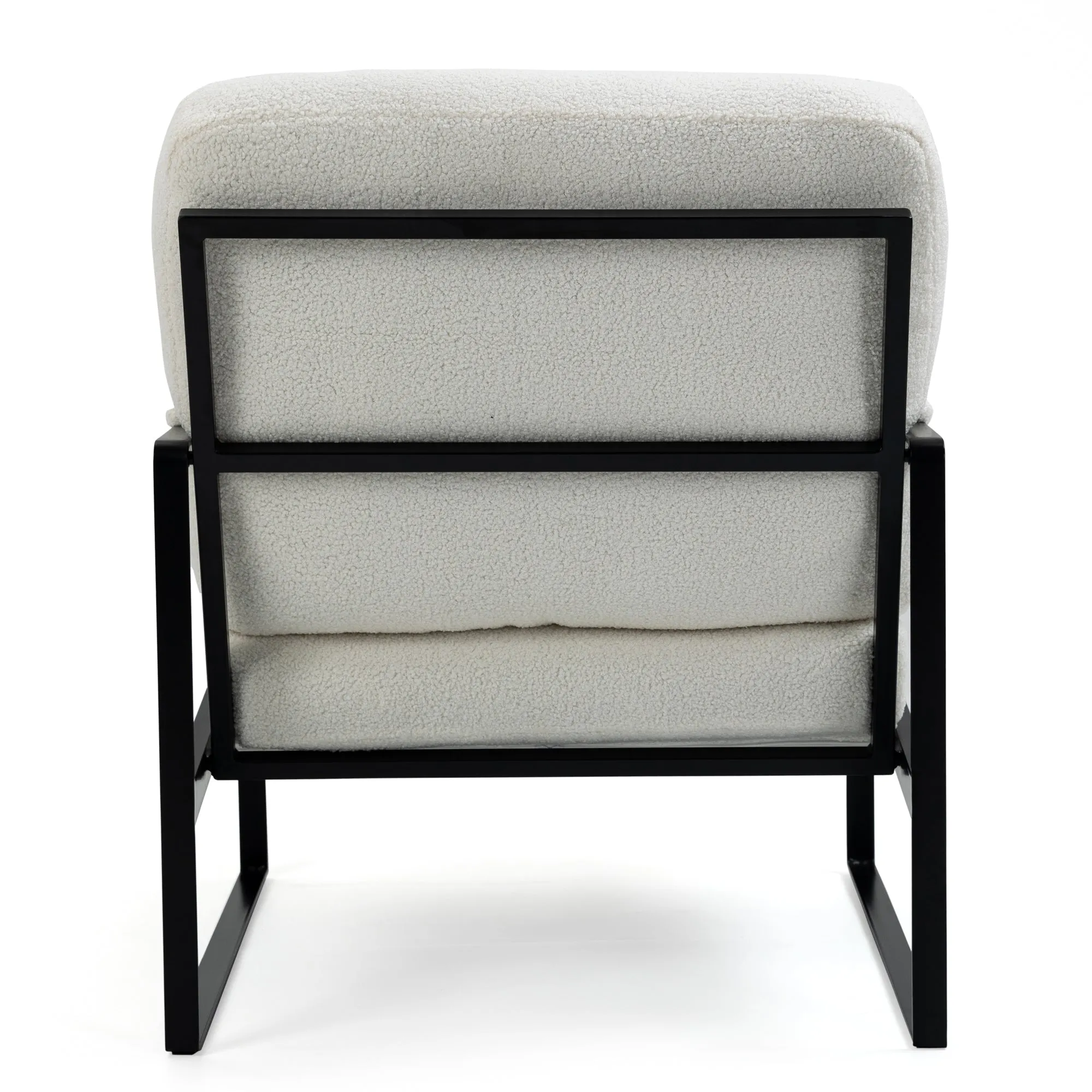 Ayume White Boucle Accent Chair with Black Iron Legs