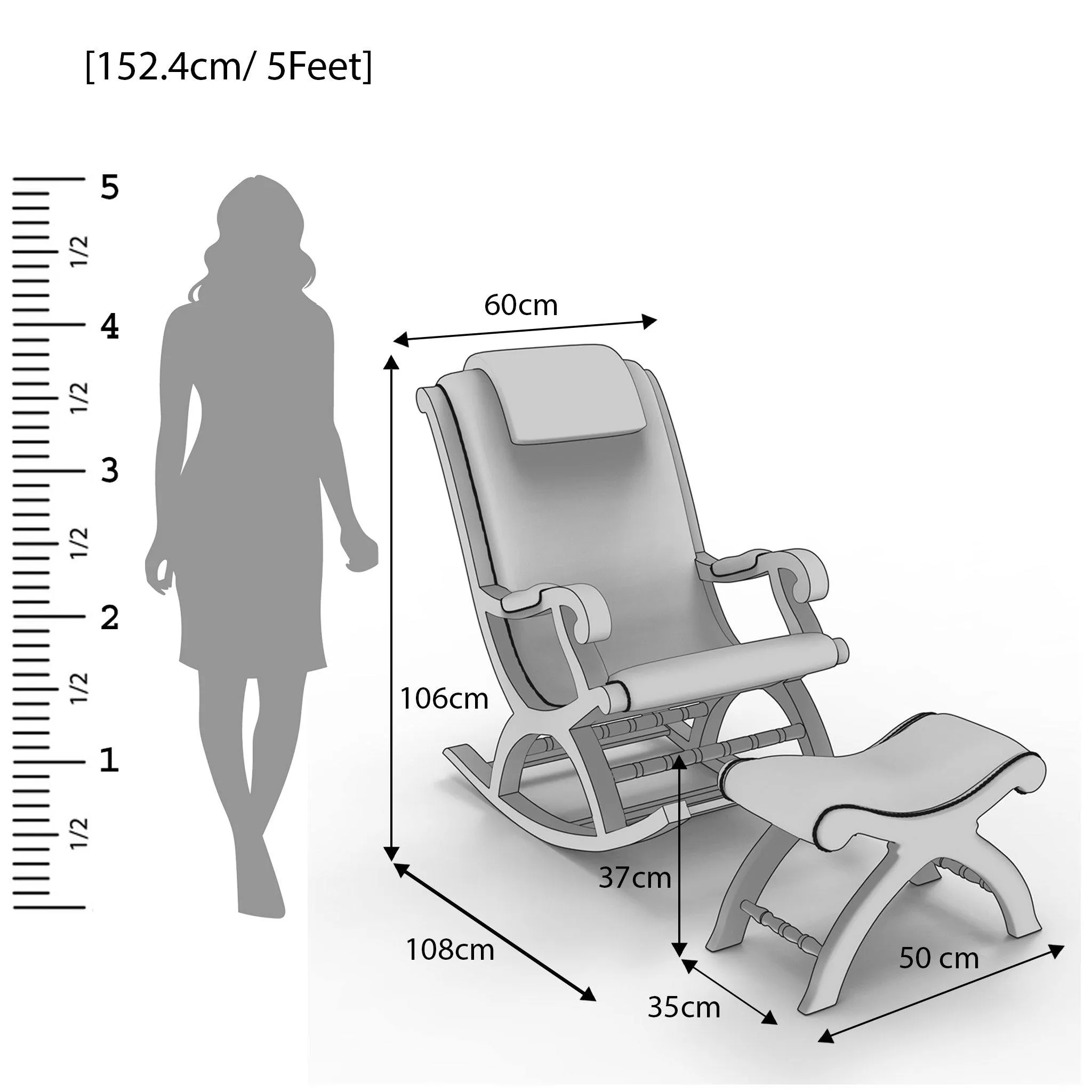 Azure Premium Rocking Chair with Foot Rest & Pillow