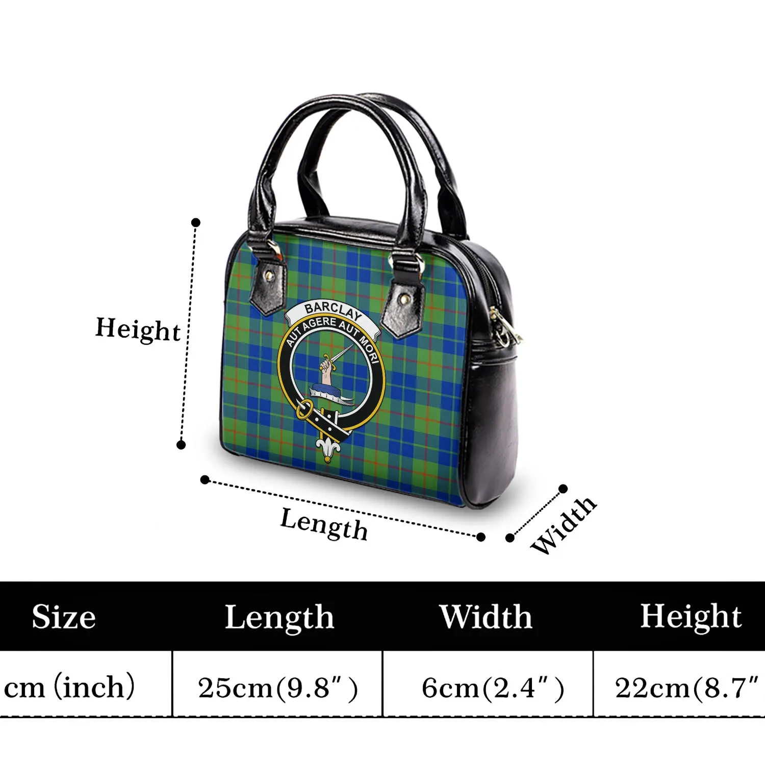 Barclay Hunting Ancient Tartan Shoulder Handbags with Family Crest