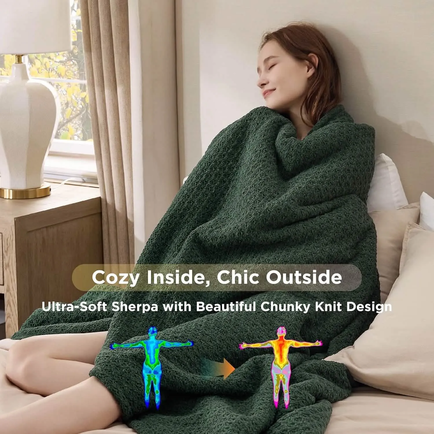 Bedsure Knit Sherpa Reversible Throw Blanket-Grid