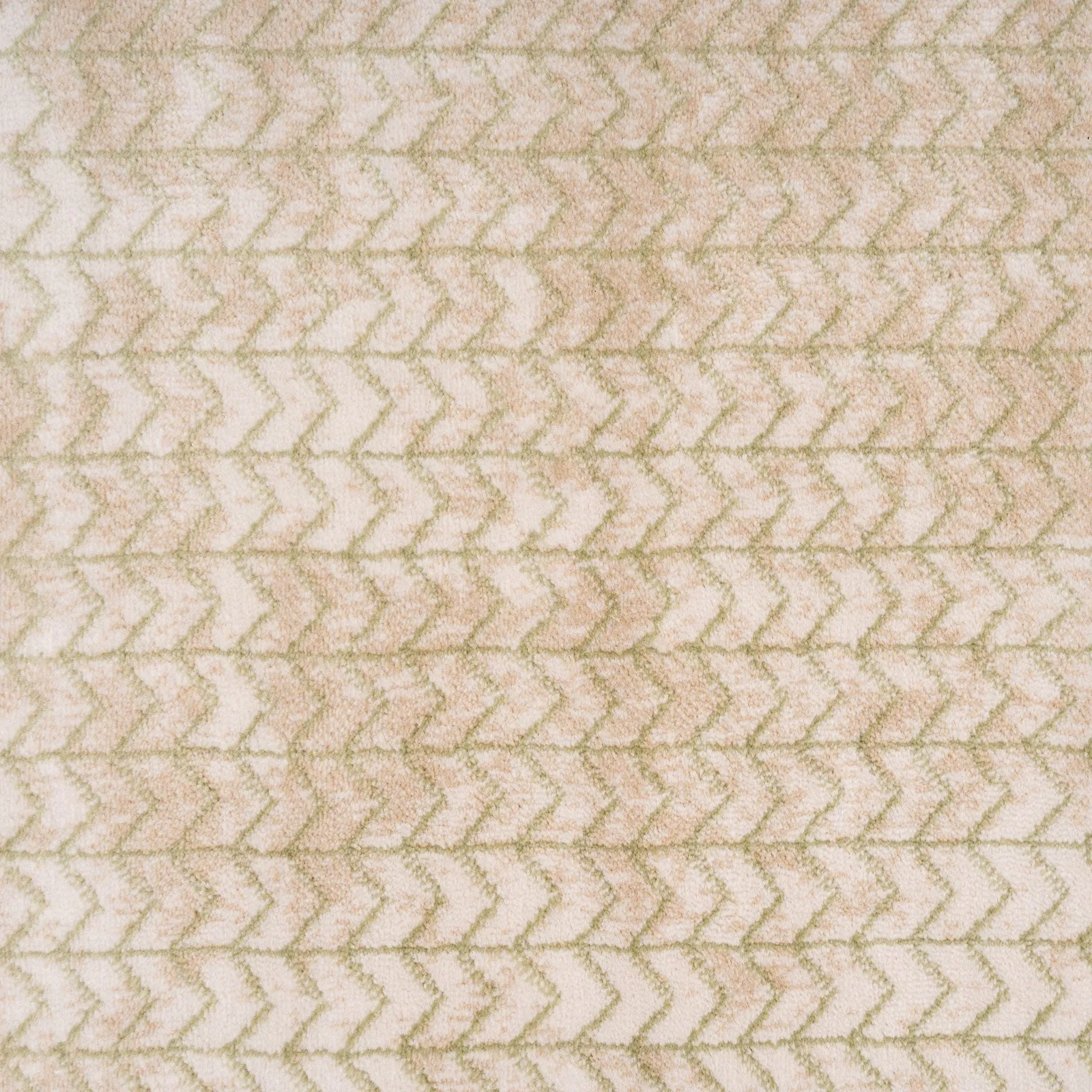 Beige Green Chevron Rug - Braided