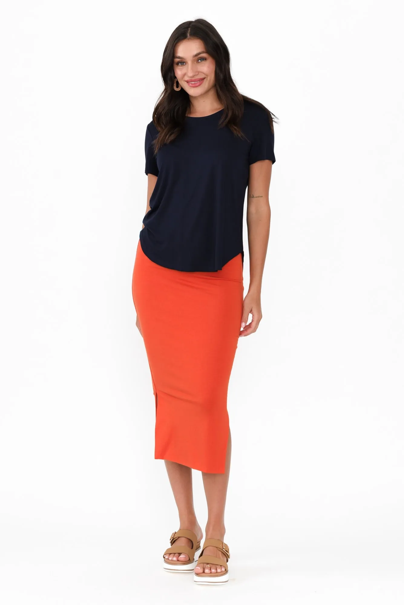 Bettina Burnt Orange Bamboo Skirt