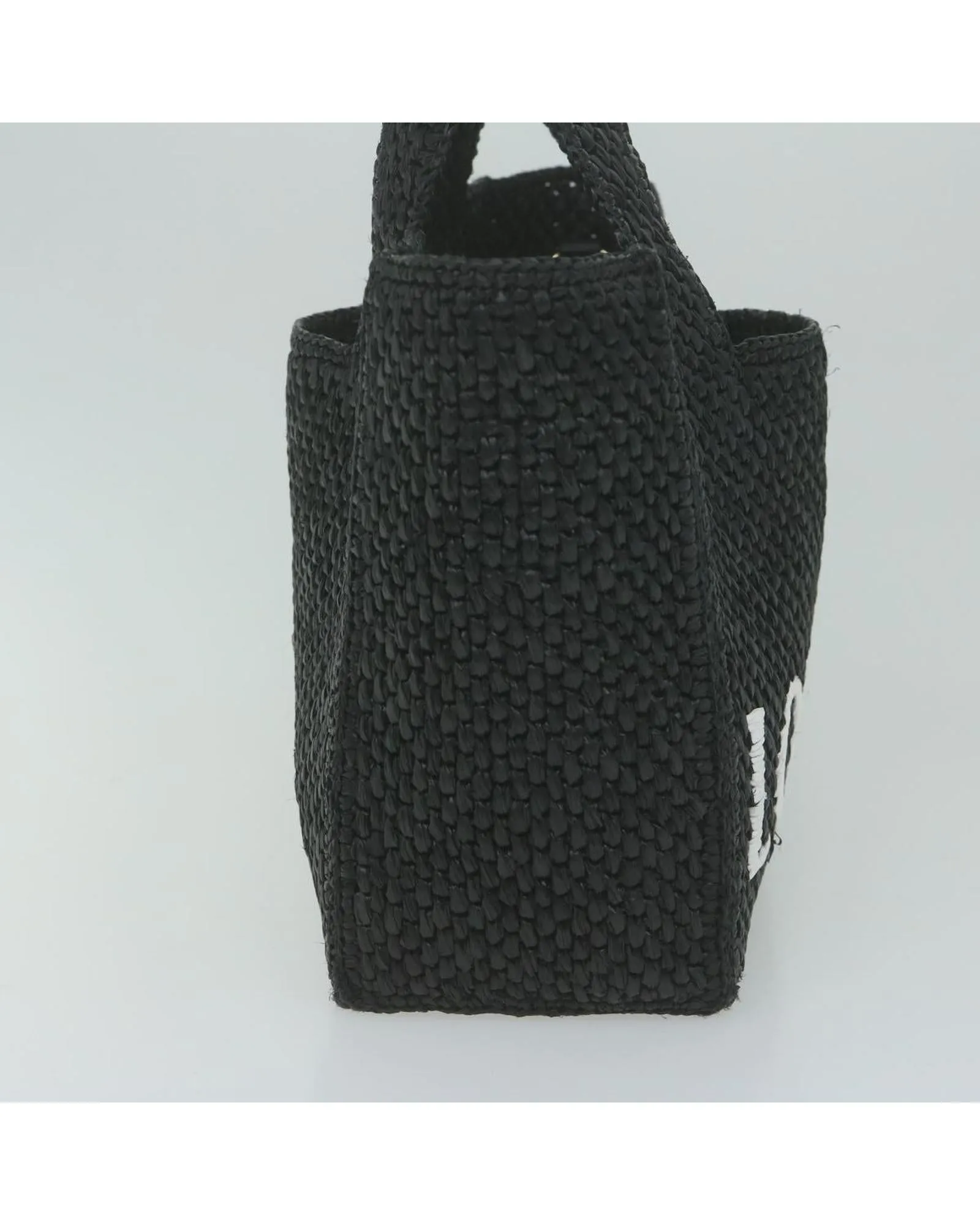 Black Raffia Tote Hand Bag with Shoulder Strap