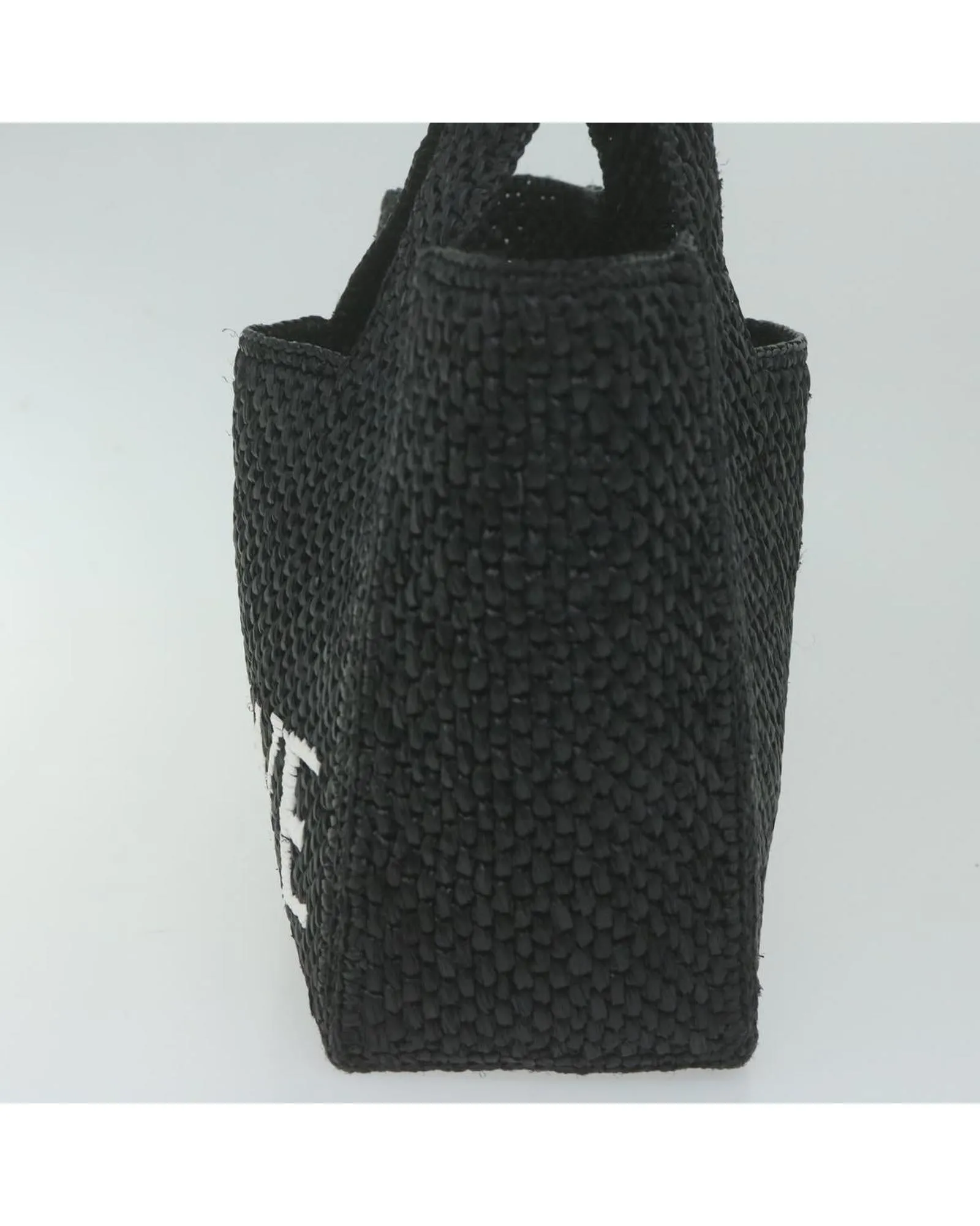 Black Raffia Tote Hand Bag with Shoulder Strap