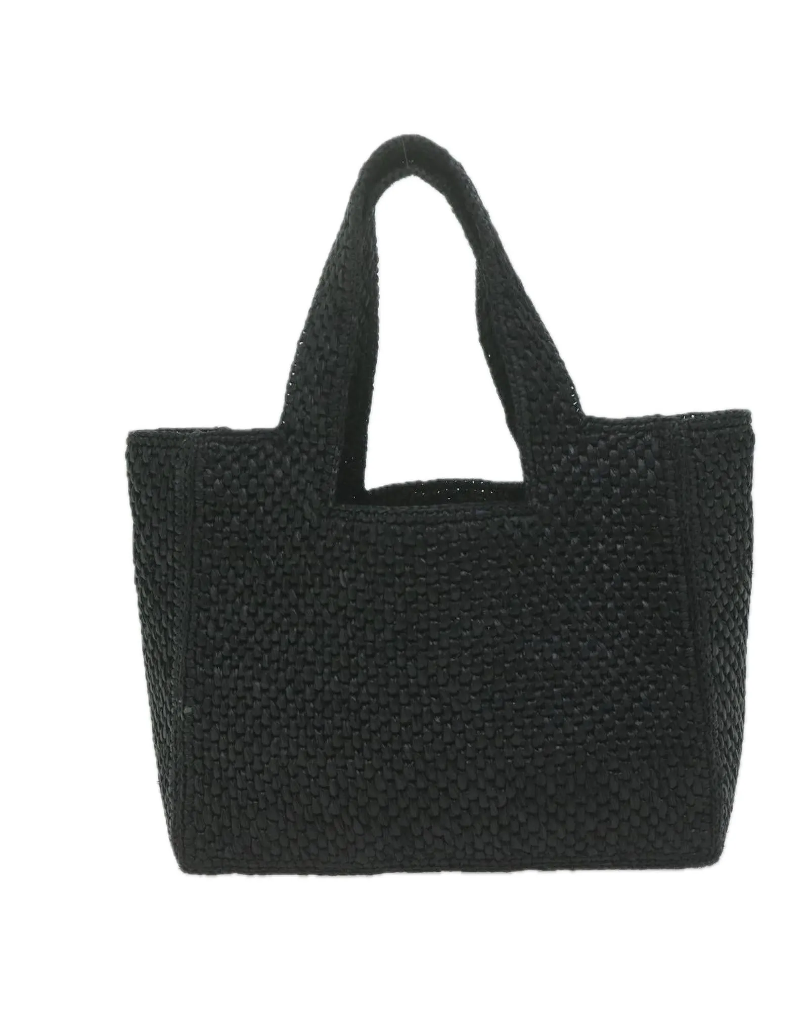 Black Raffia Tote Hand Bag with Shoulder Strap