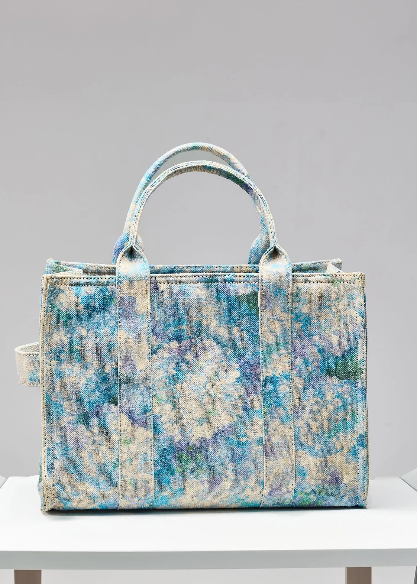 Blossom Blue Floral Medium Tote - Premium Cotton Canvas