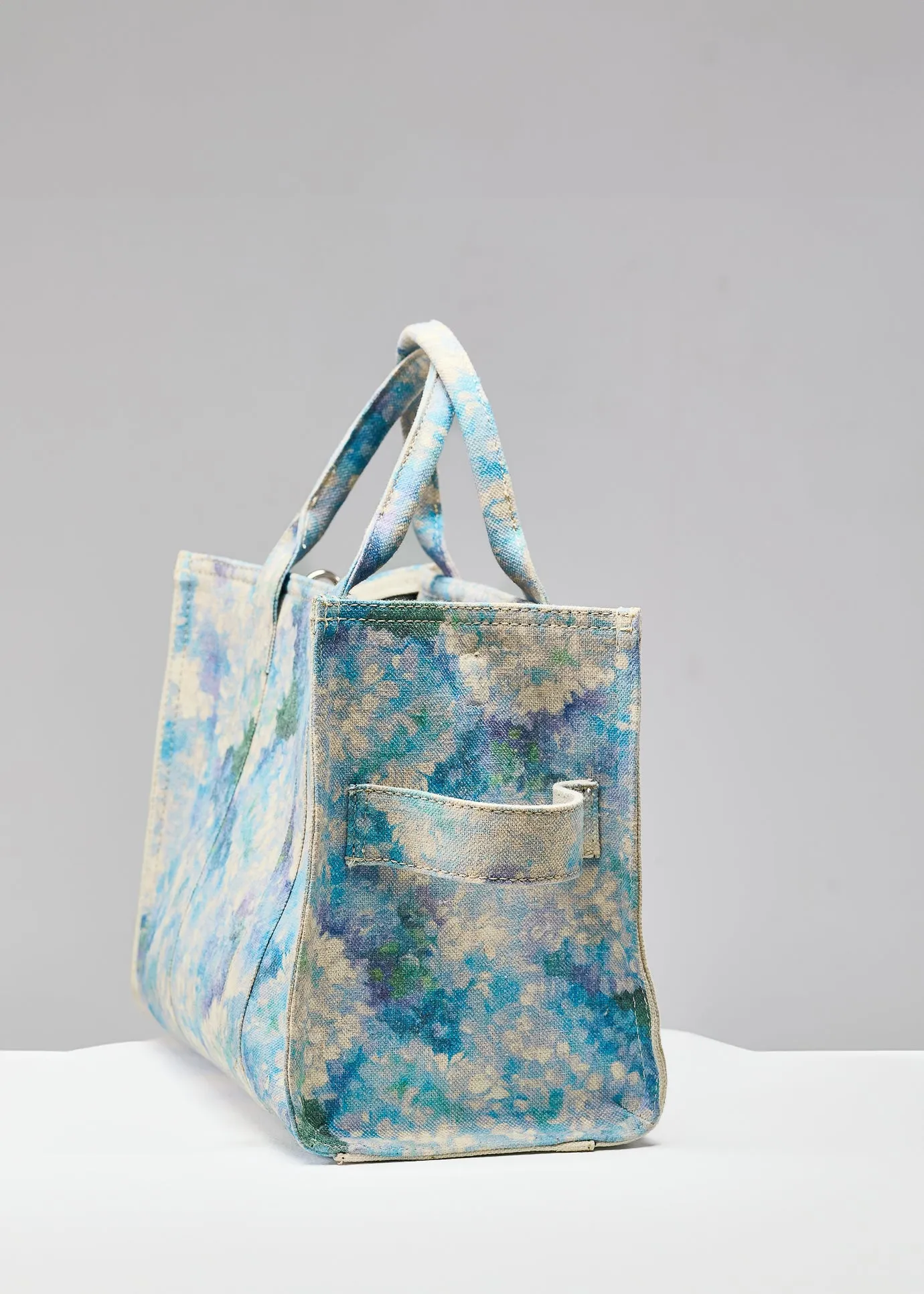 Blossom Blue Floral Medium Tote - Premium Cotton Canvas