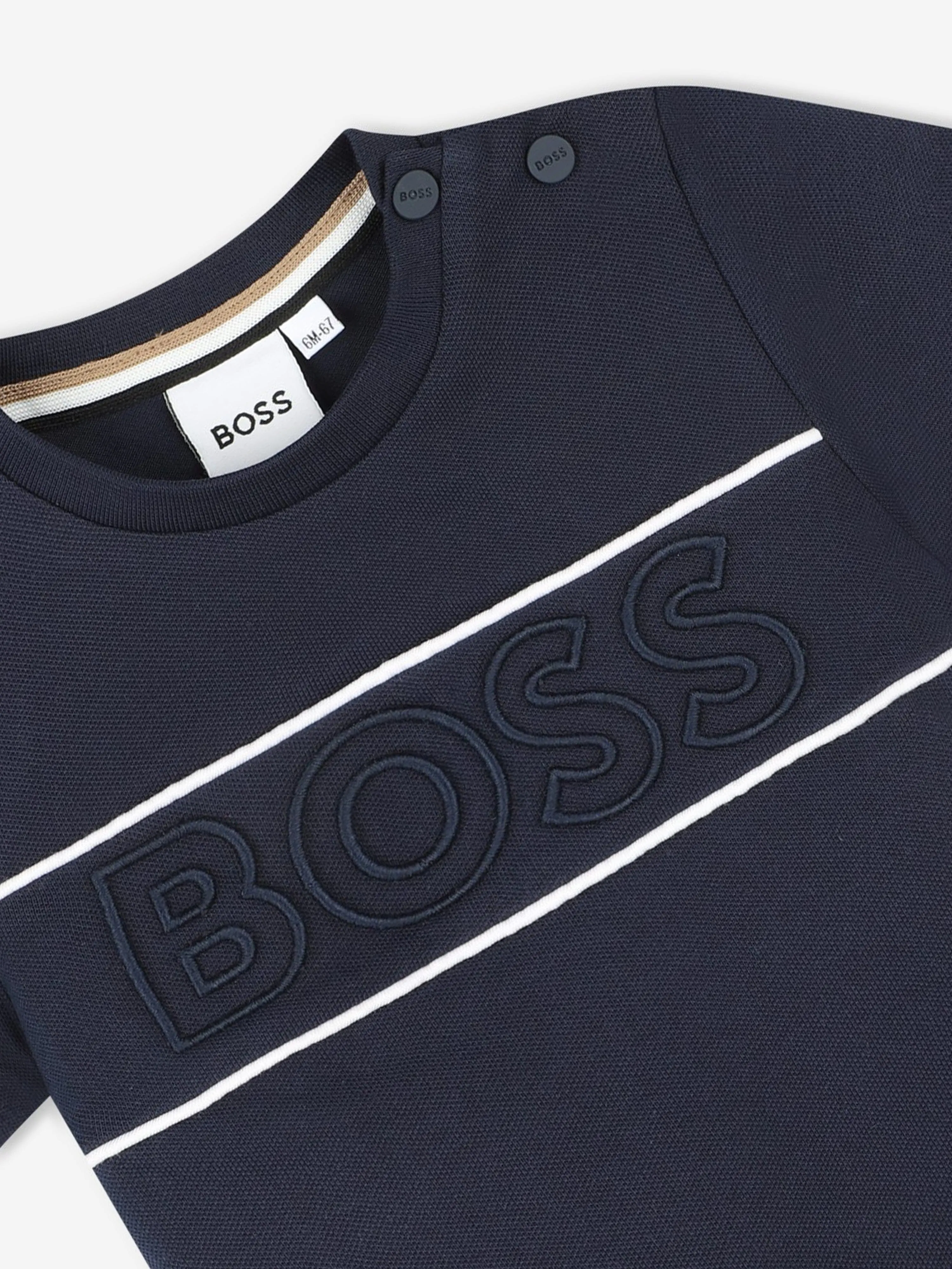 BOSS Baby Boys Embroidered Logo T-Shirt in Navy