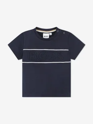 BOSS Baby Boys Embroidered Logo T-Shirt in Navy