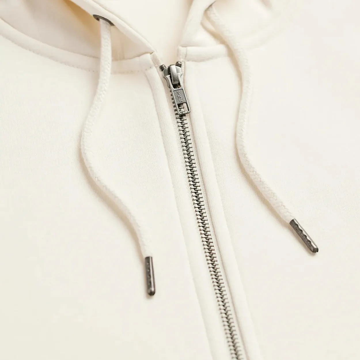 BRJ  AVENUE - Organic Pima Hoodie // BONE -  Zip Heavyweight Hoodie