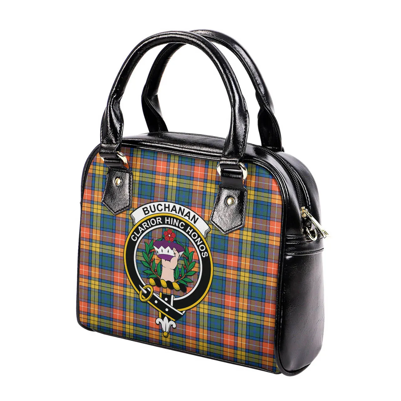 Buchanan Ancient Tartan Shoulder Handbags with Family Crest