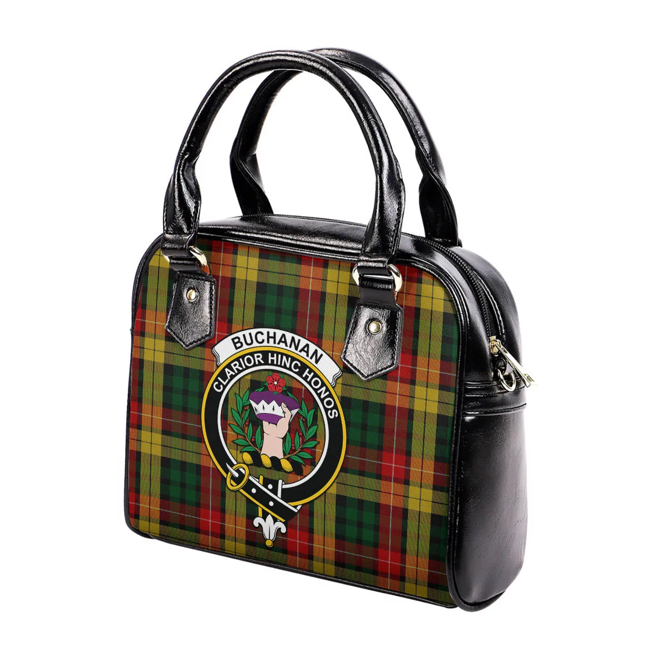 Buchanan Tartan Shoulder Handbags with Family Crest