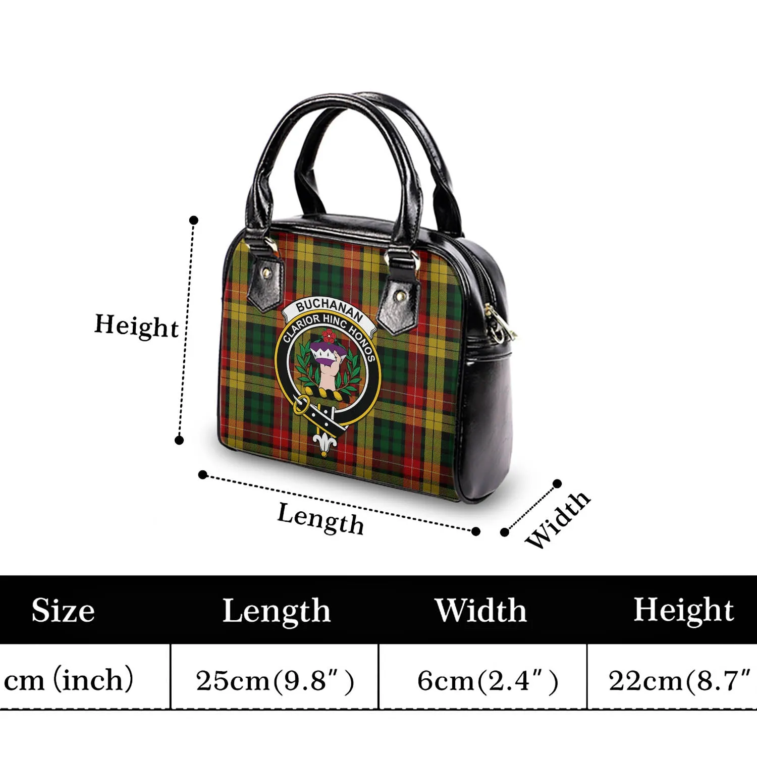 Buchanan Tartan Shoulder Handbags with Family Crest