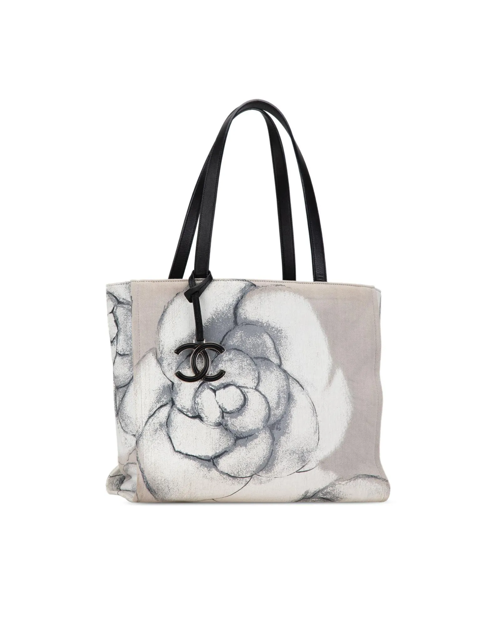 Chanel Beige Floral Canvas Tote Bag