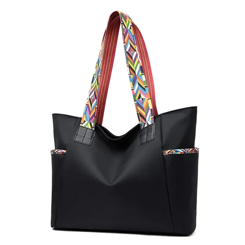 CL1144 - Canvas Tote Printed Large Black Handbag