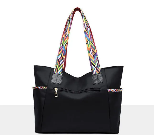 CL1144 - Canvas Tote Printed Large Black Handbag