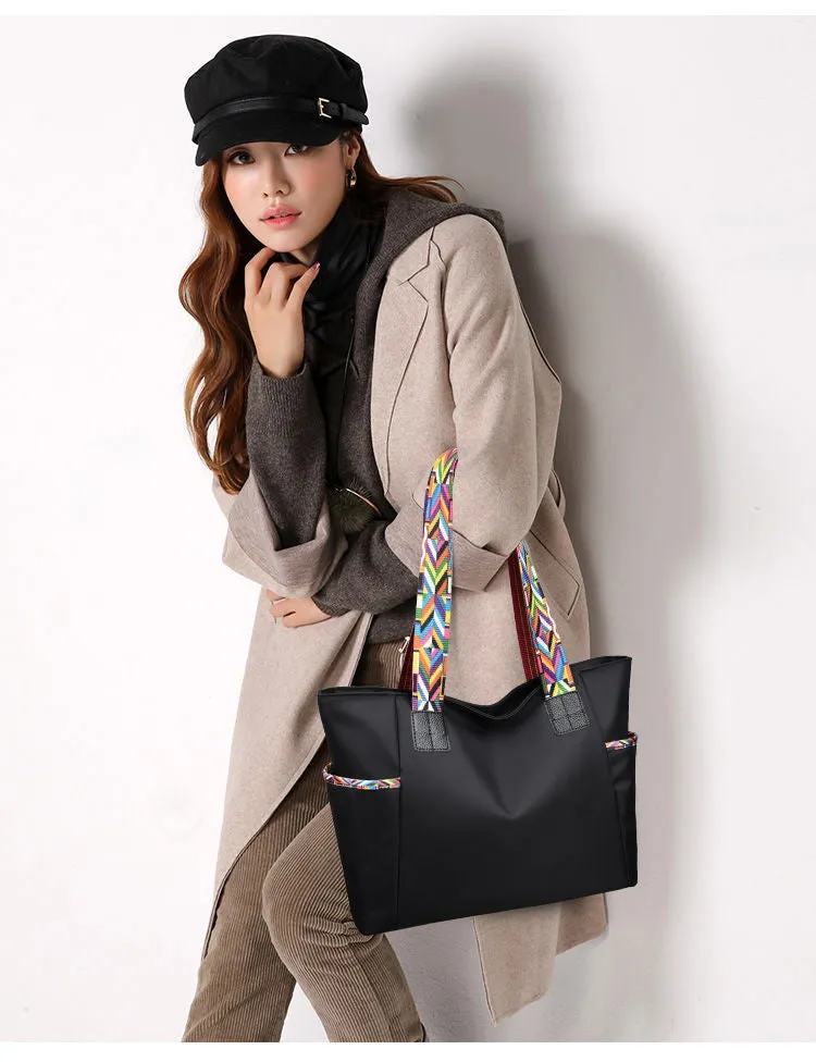 CL1144 - Canvas Tote Printed Large Black Handbag