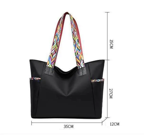 CL1144 - Canvas Tote Printed Large Black Handbag