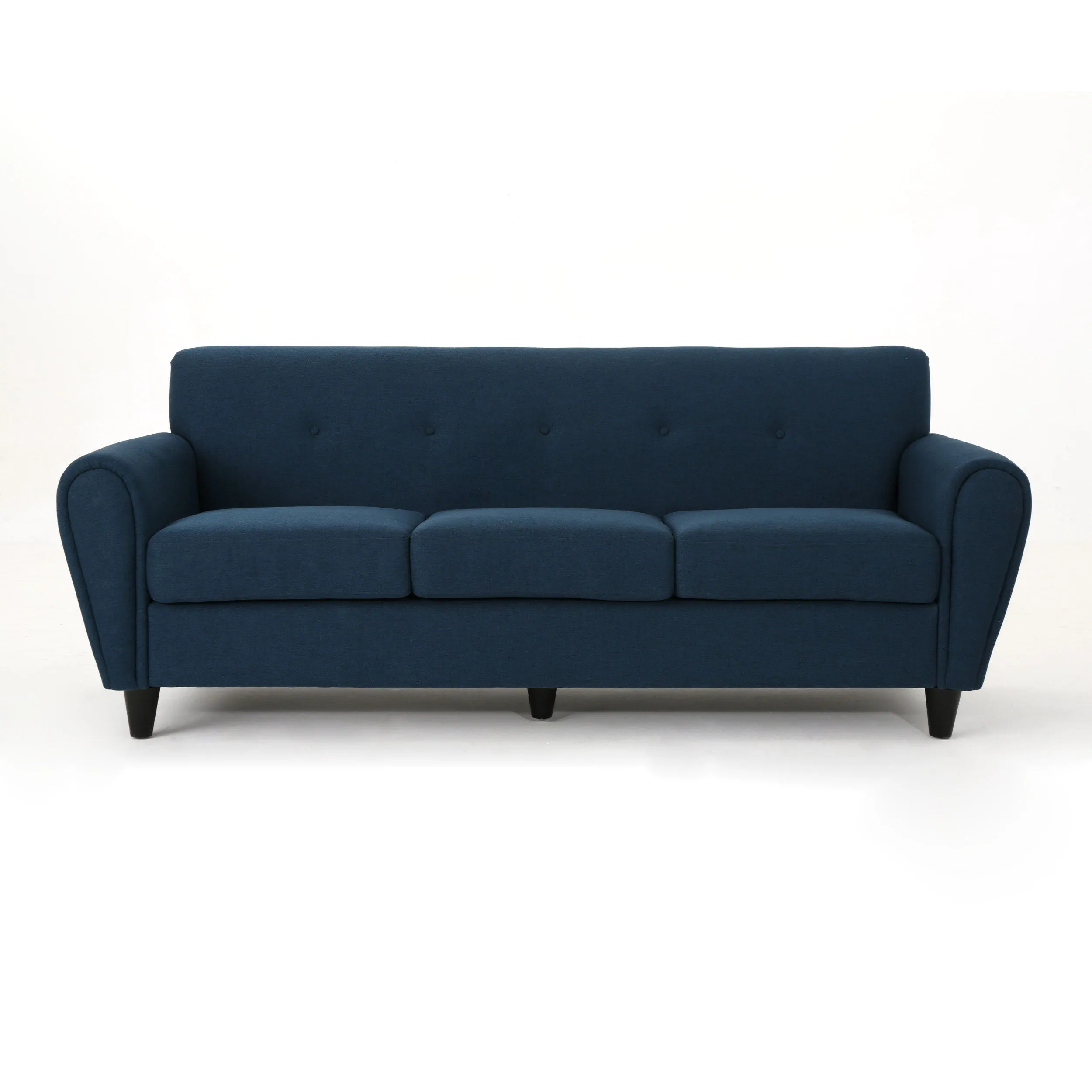 Comfy 3 Seat Sofa With Wooden Legs, Modern Style For Living Room And Study - Navy Blue