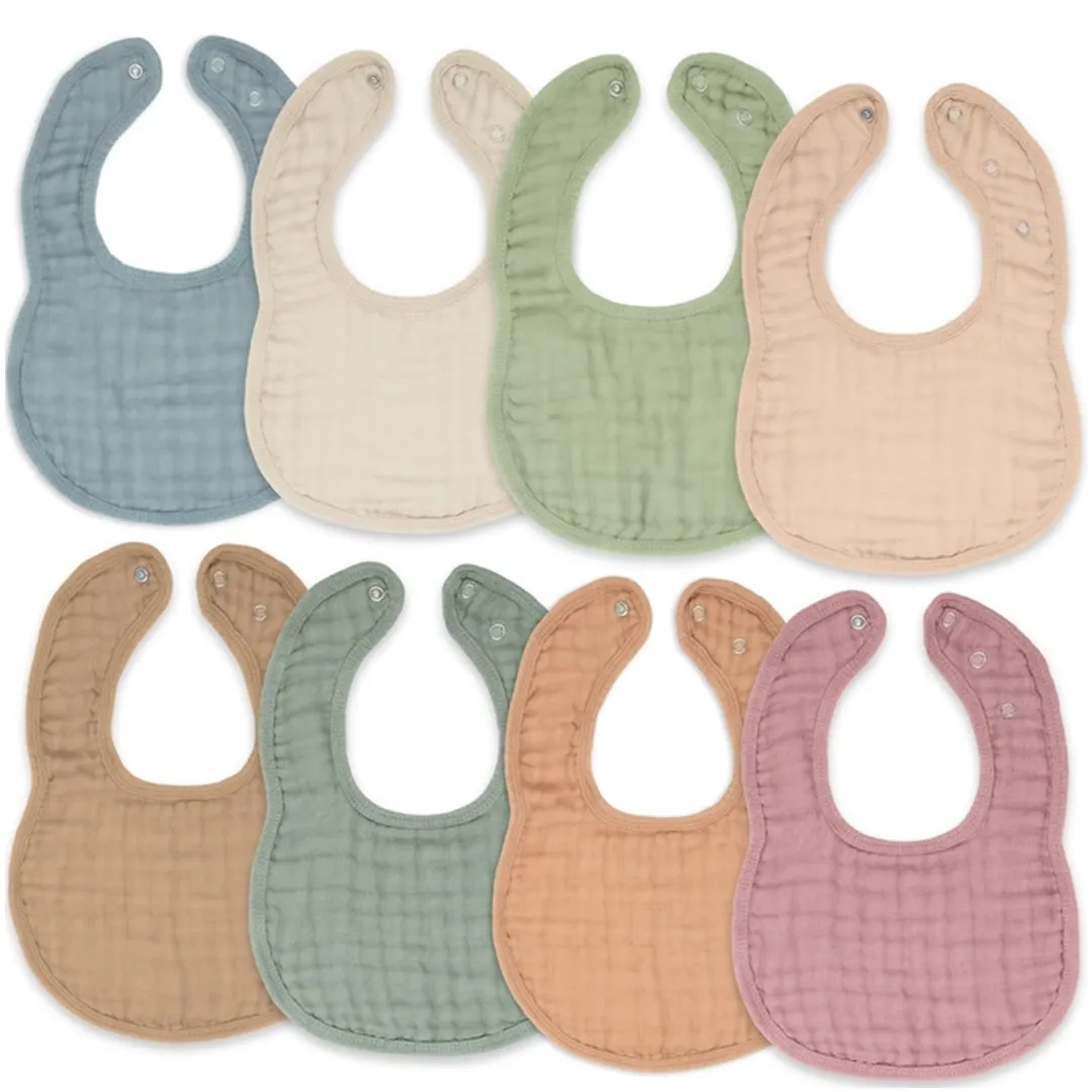 Comfy Cubs Muslin Cotton Baby Bibs Adjustable Size - White