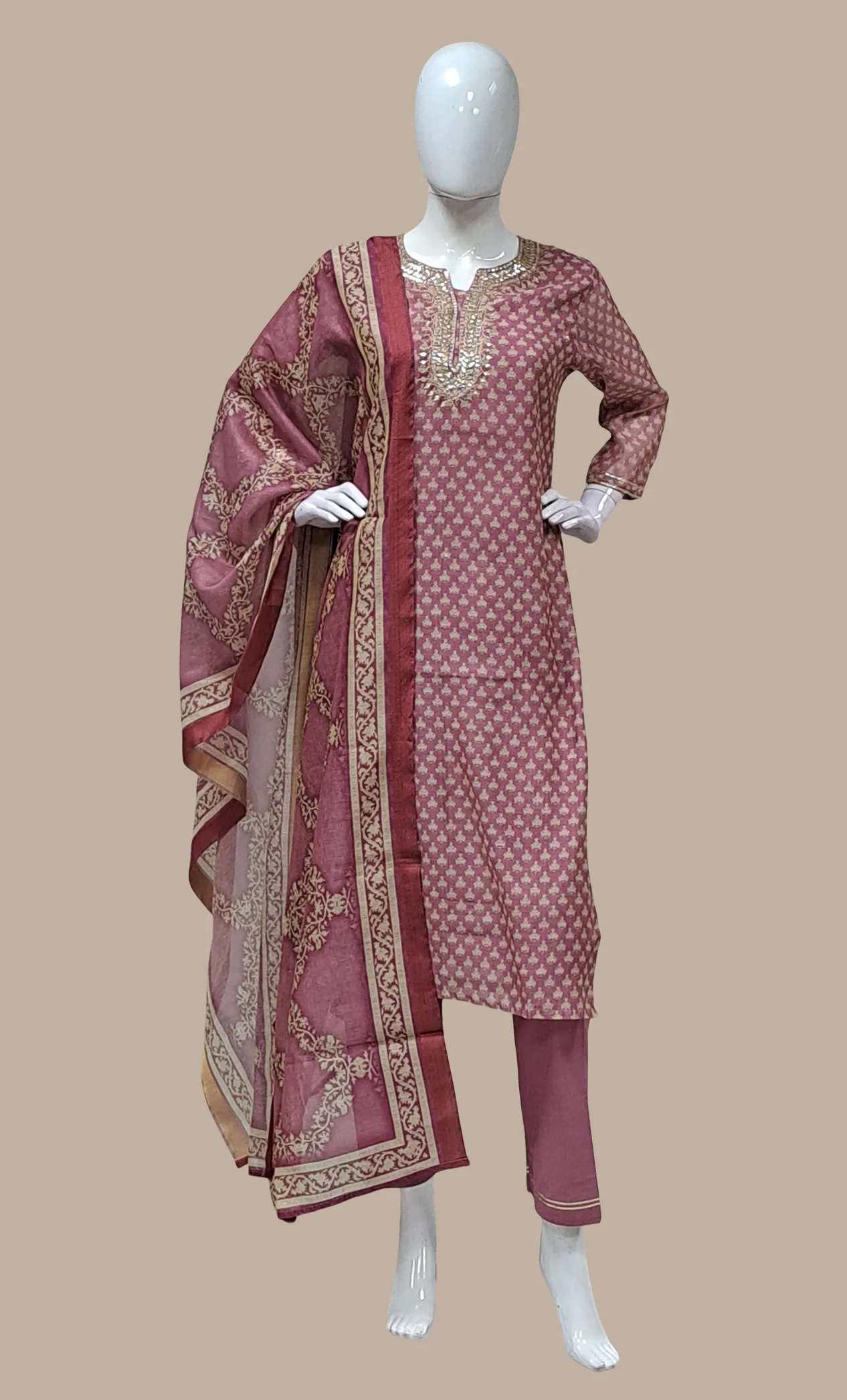 Dark Mink Embroidered Punjabi