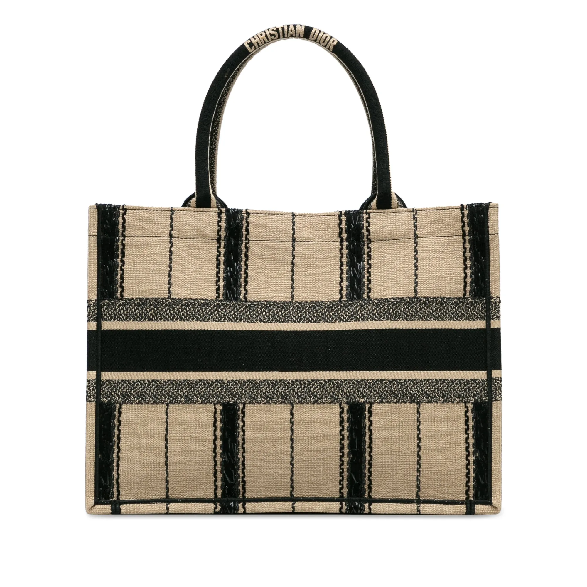 Dior Book Tote Brown Medium Bayadere Canvas