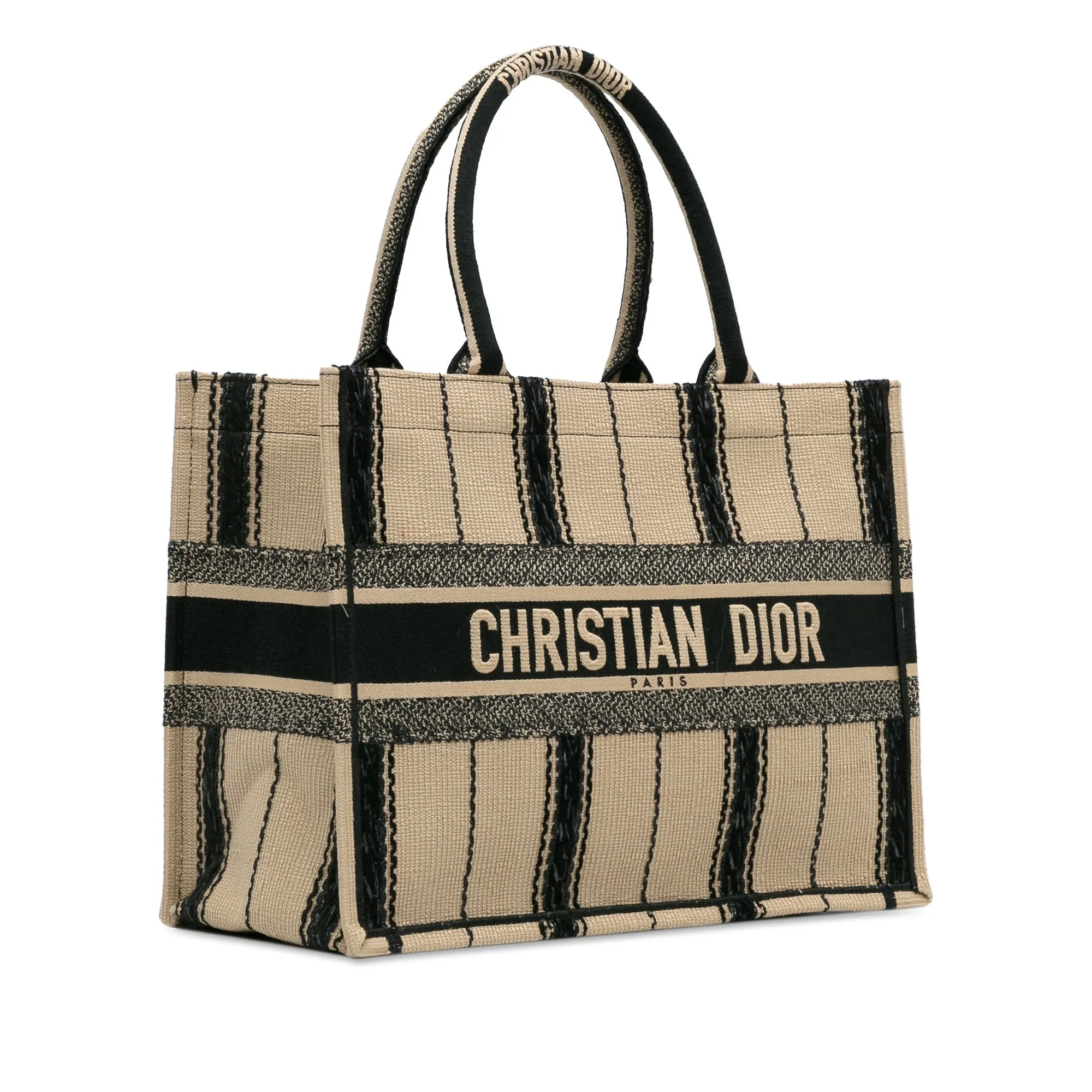 Dior Book Tote Brown Medium Bayadere Canvas