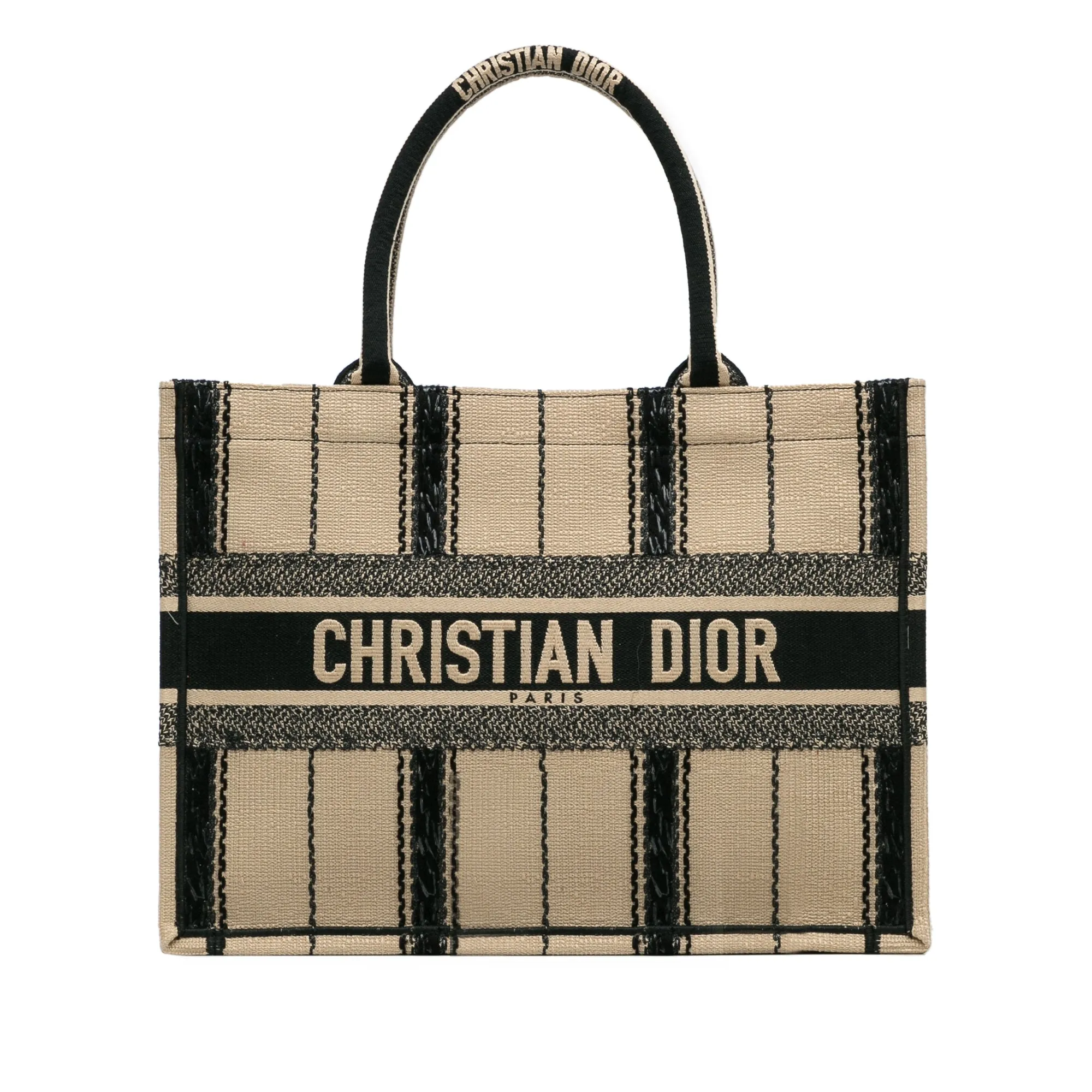 Dior Book Tote Brown Medium Bayadere Canvas