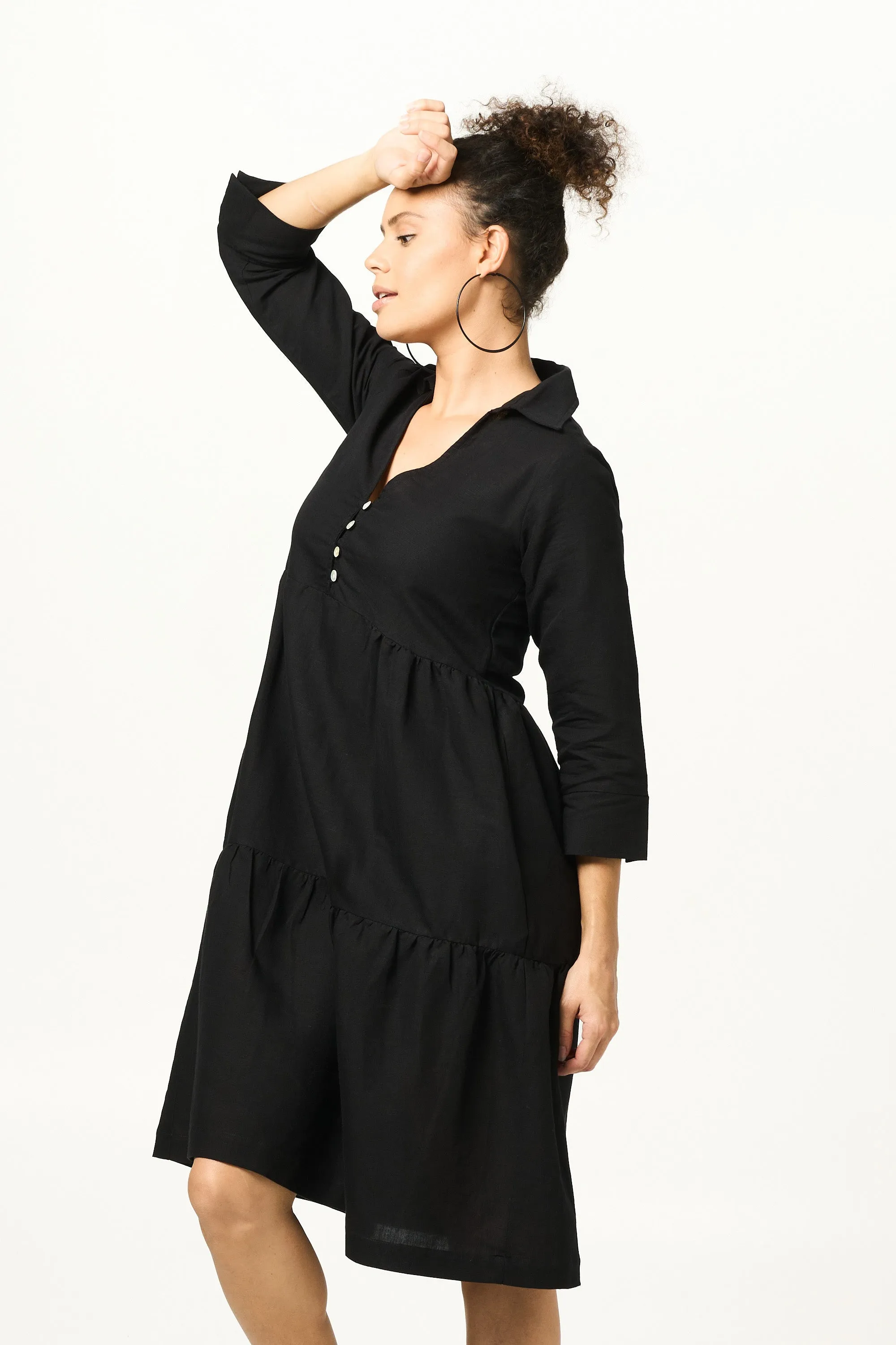 Dress Aspara - Black Linen Cotton