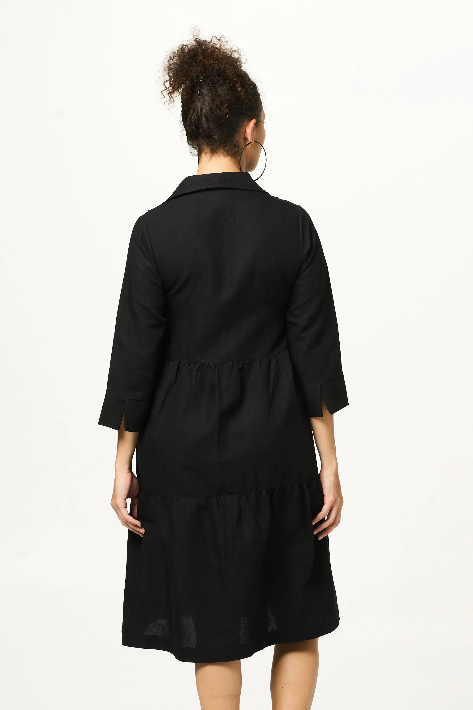 Dress Aspara - Black Linen Cotton