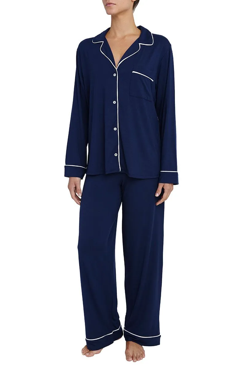 Eberjey - Gisele Long Pajama Set in Navy/Ivory