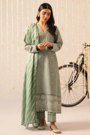 Emb Lawn Mahiri '24 - Sage Green-3 Piece Embroidered Lawn Suit